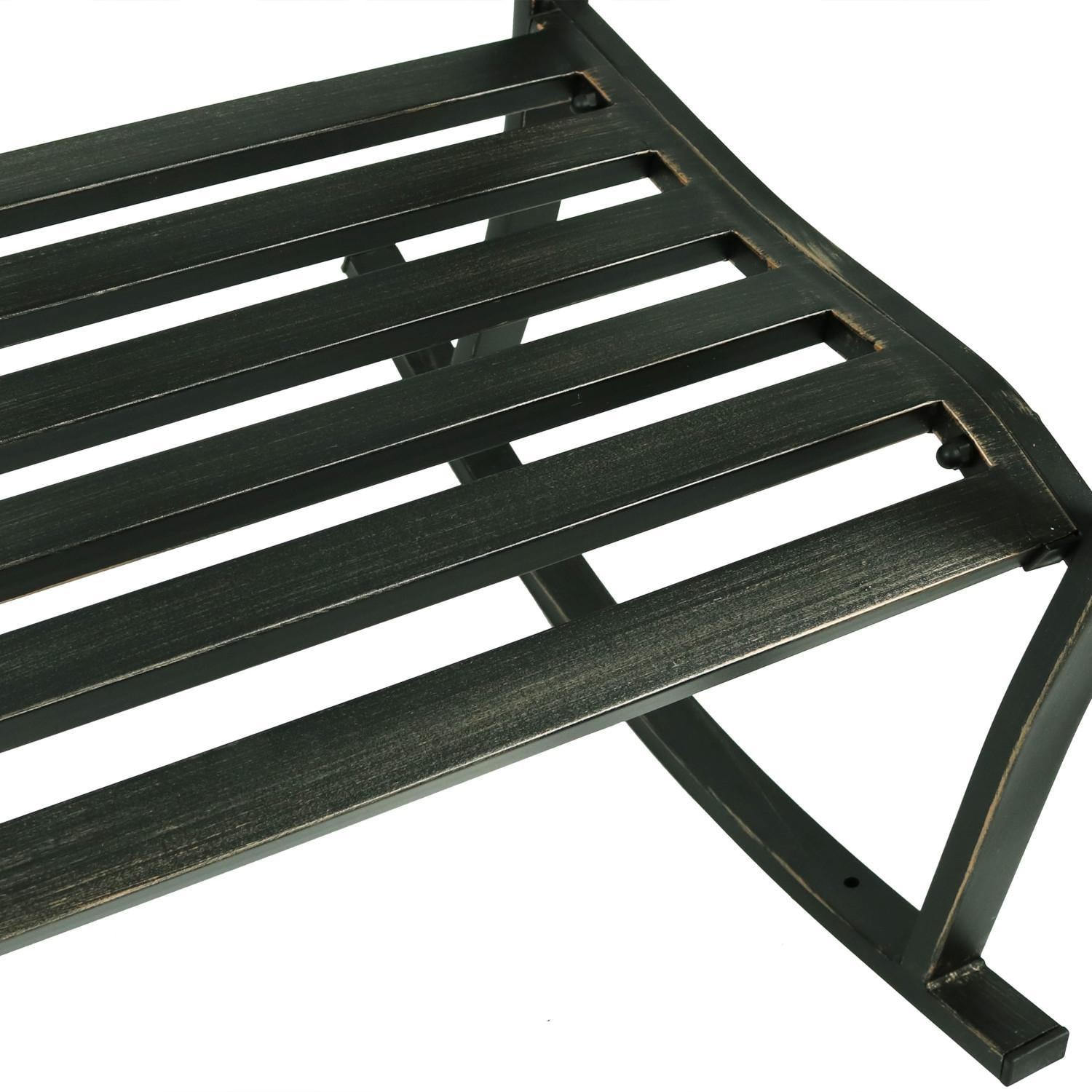 Add Iron Rack Rocking Chair Steel Rocking Chair in Brushed Bronze/ by Ultimate Patio : BBQGuys