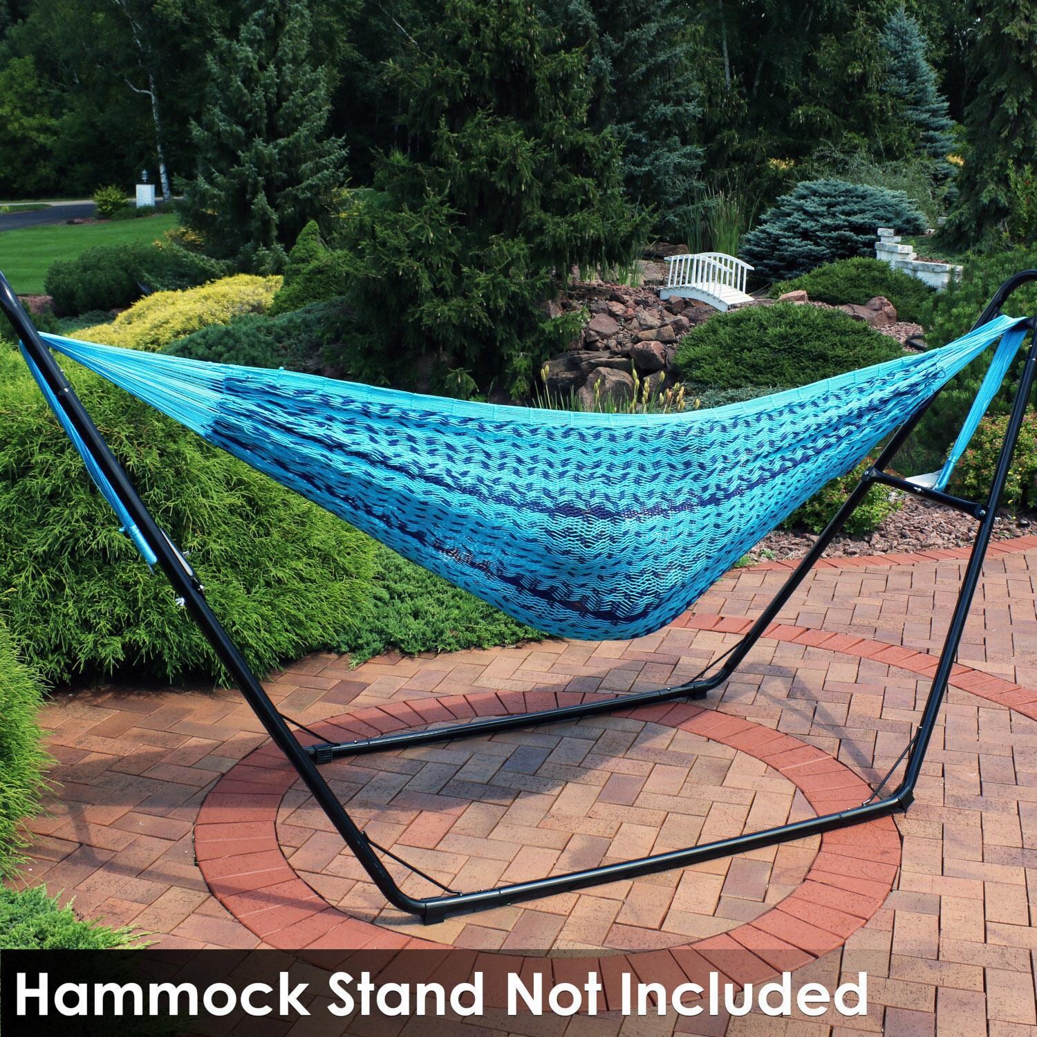 Ultimate Patio XXL Thick Cord Handwoven Family-Sized Mayan Hammock - Blue - Lifestyle thumbnail