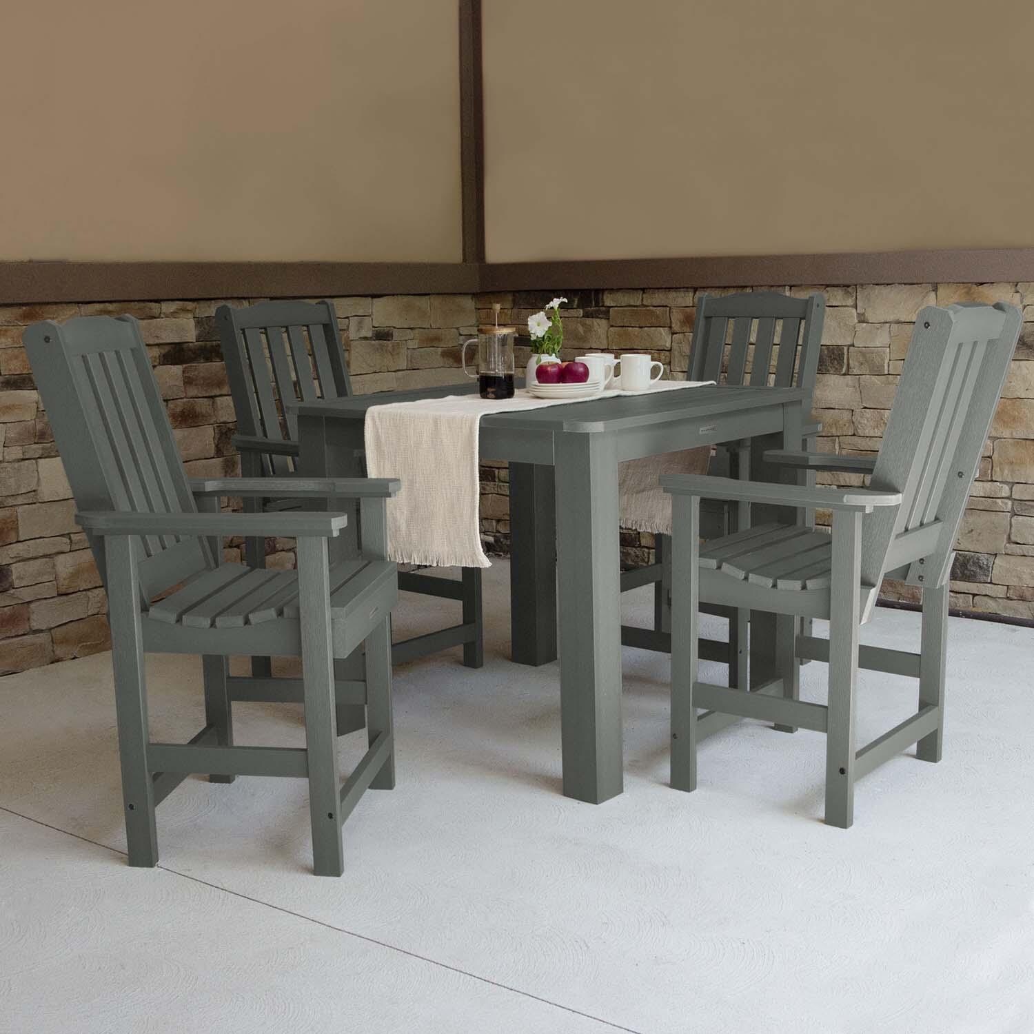 Hart Lane 5 Pc Recycled Plastic Square Counter Height Dining Set in Coastal Teak by Lakeview Outdoor Designs