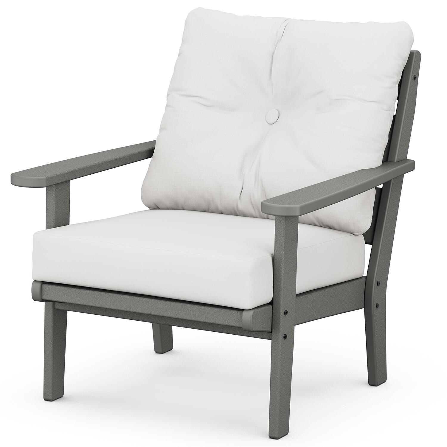 Lakeside Recycled Plastic Club Chair in Slate Gray/Natural Linen by POLYWOOD