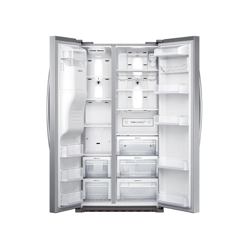 Samsung 36-Inch 22 Cu. Ft. Side By Side Counter Depth Refrigerator - Stainless Steel - Open 2 thumbnail