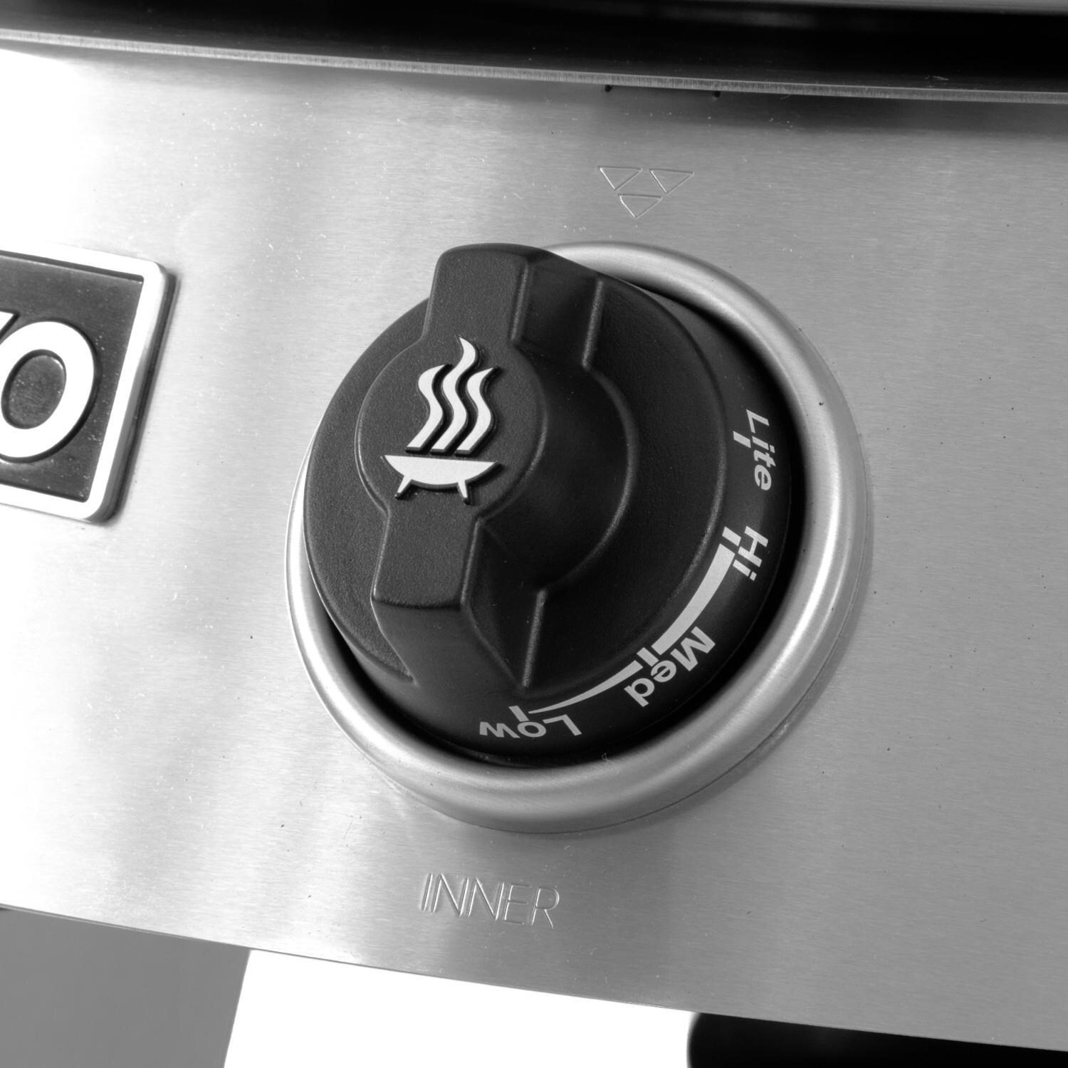 EVO 10-0002-LP Professional Wheeled Cart Flattop Propane Gas Grill w/ Non-Stick Ceramic Clad Coating - Knob - Detail thumbnail