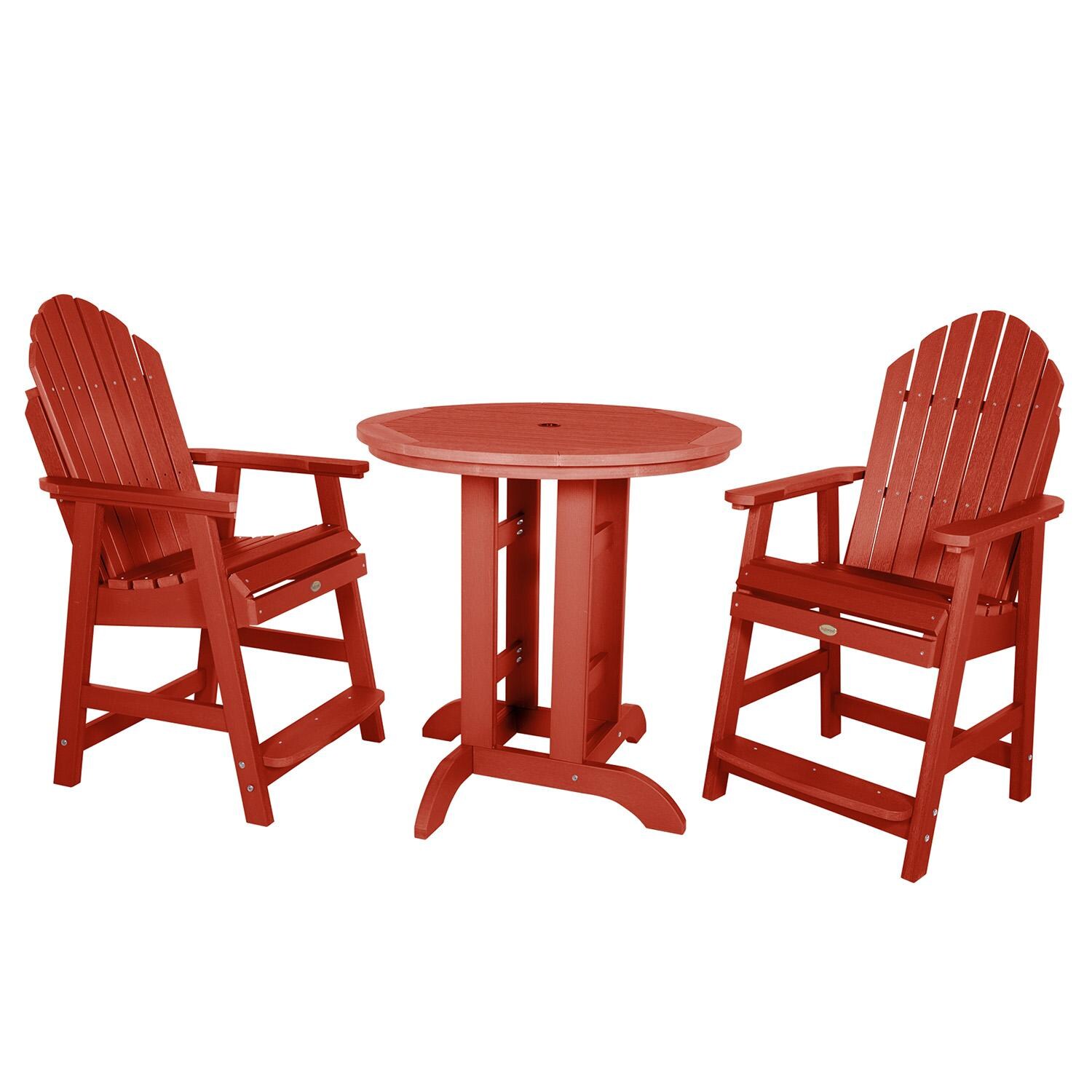 Dream Bay 3 Pc Recycled Plastic Round Counter Dining Set in Rustic Red By Lakeview Outdoor Designs - White Background thumbnail