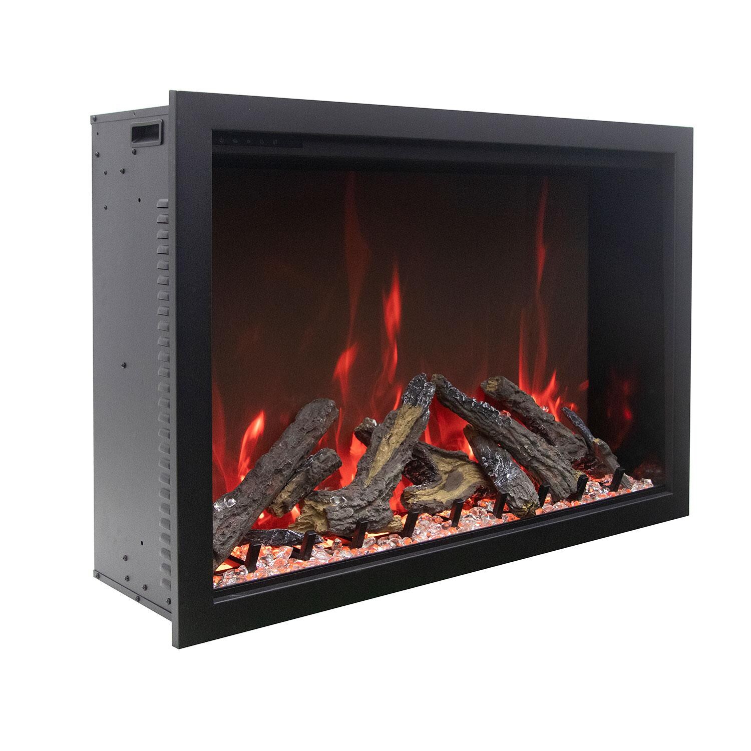 Amantii Traditional Bespoke 38-Inch Built-In Indoor/Outdoor Electric Fireplace W/ Thermostatic Remote, WiFi Capable - Angled Right thumbnail