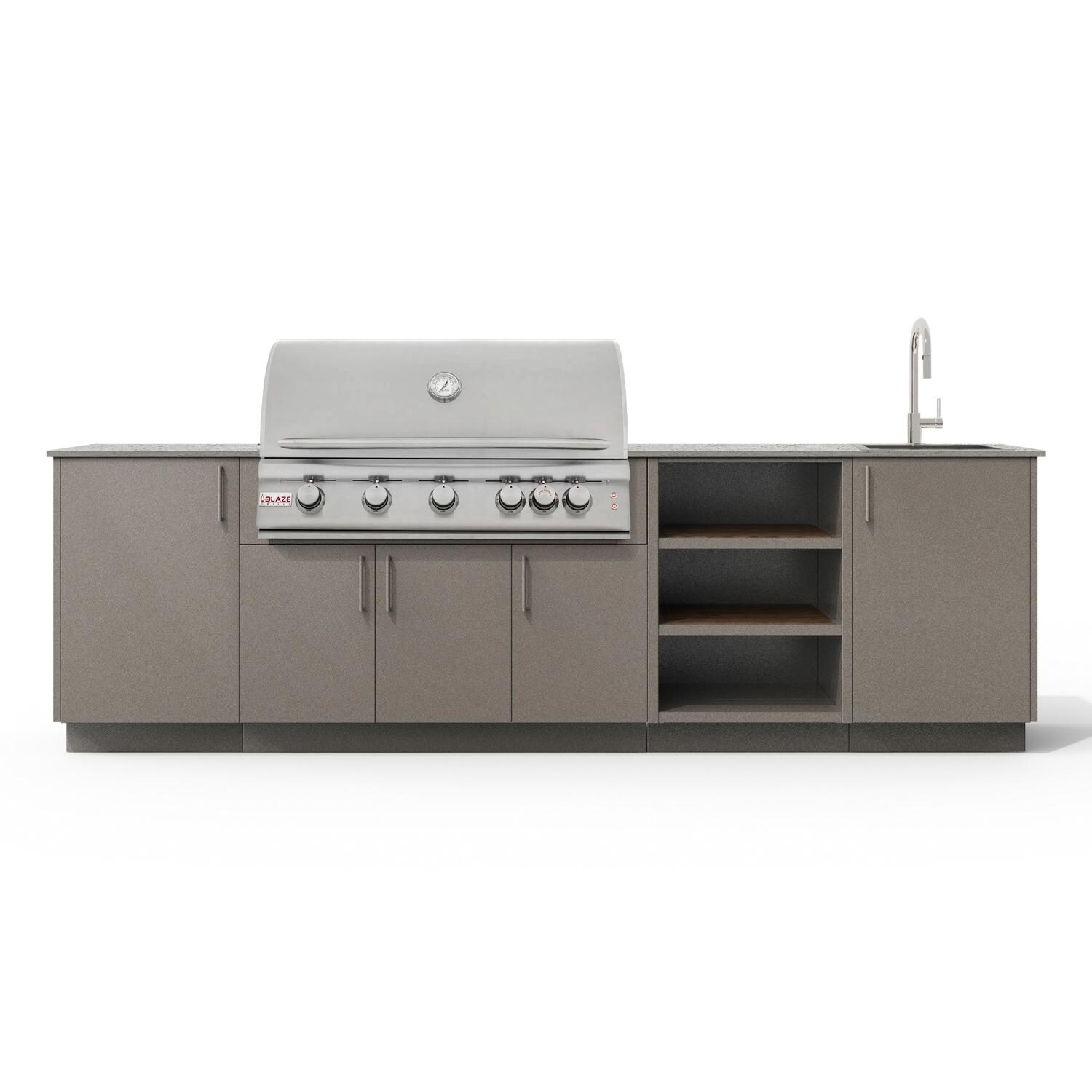 Urban Bonfire Mist 40 Outdoor Kitchen w/ Blaze LTE Natural Gas Grill, Sink, Keon Dekton Countertop & Clay Finish - B-Mist-40-Blaze-Keon-Clay
