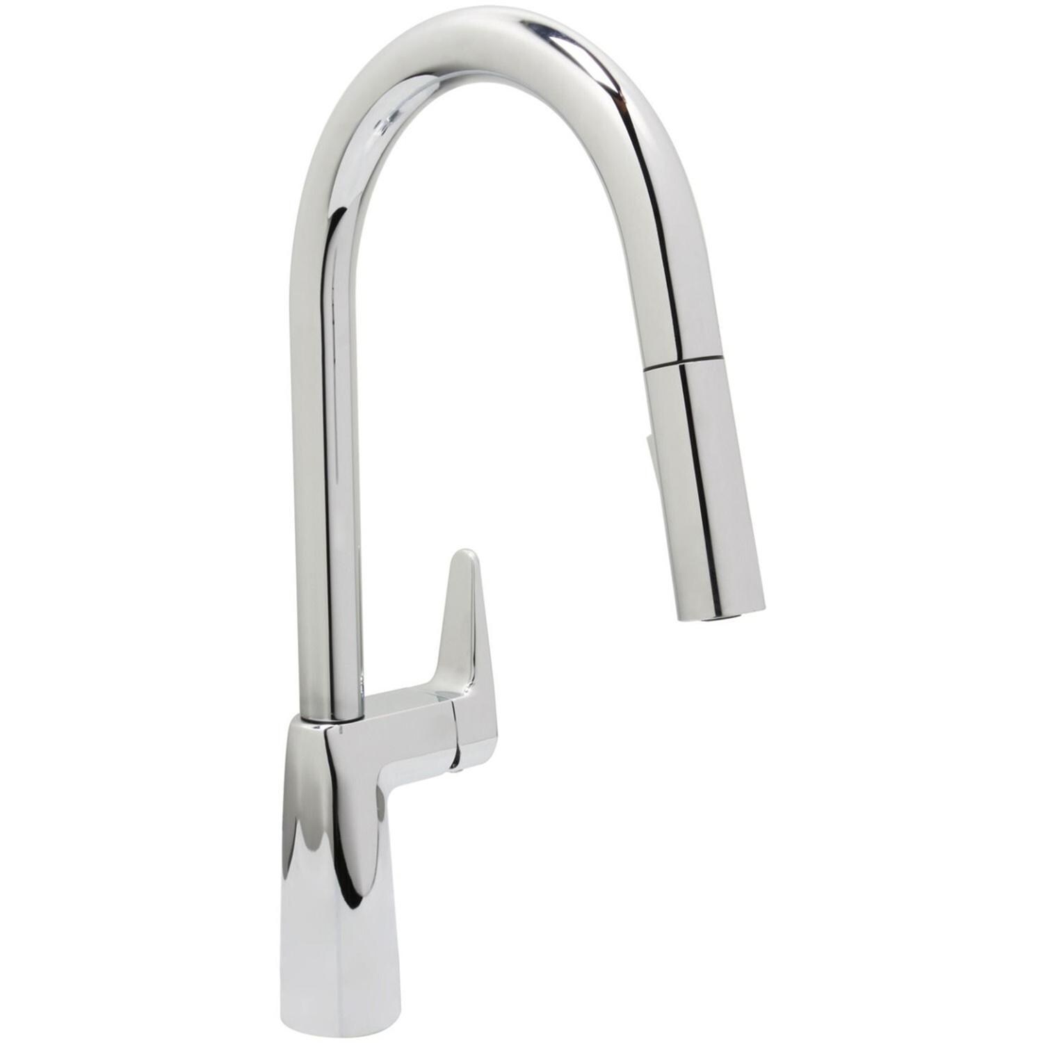 Huntington Brass FA-868 + HBK1983201-YU + LI-XD Futura 30 X 18 Stainless Steel Outdoor Sink with Huntington Brass Dual Spray 15.75 Inch High Pull Down Faucet and Strainer Basket - Faucet - White Background thumbnail
