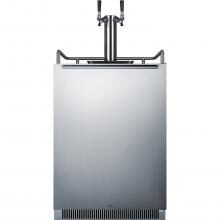 Summit 24-Inch 6.5 Cu. Ft. Built-In Double Tap Beer Dispenser / Kegerator - Stainless Steel / Black Cabinet - SBC677BITWIN