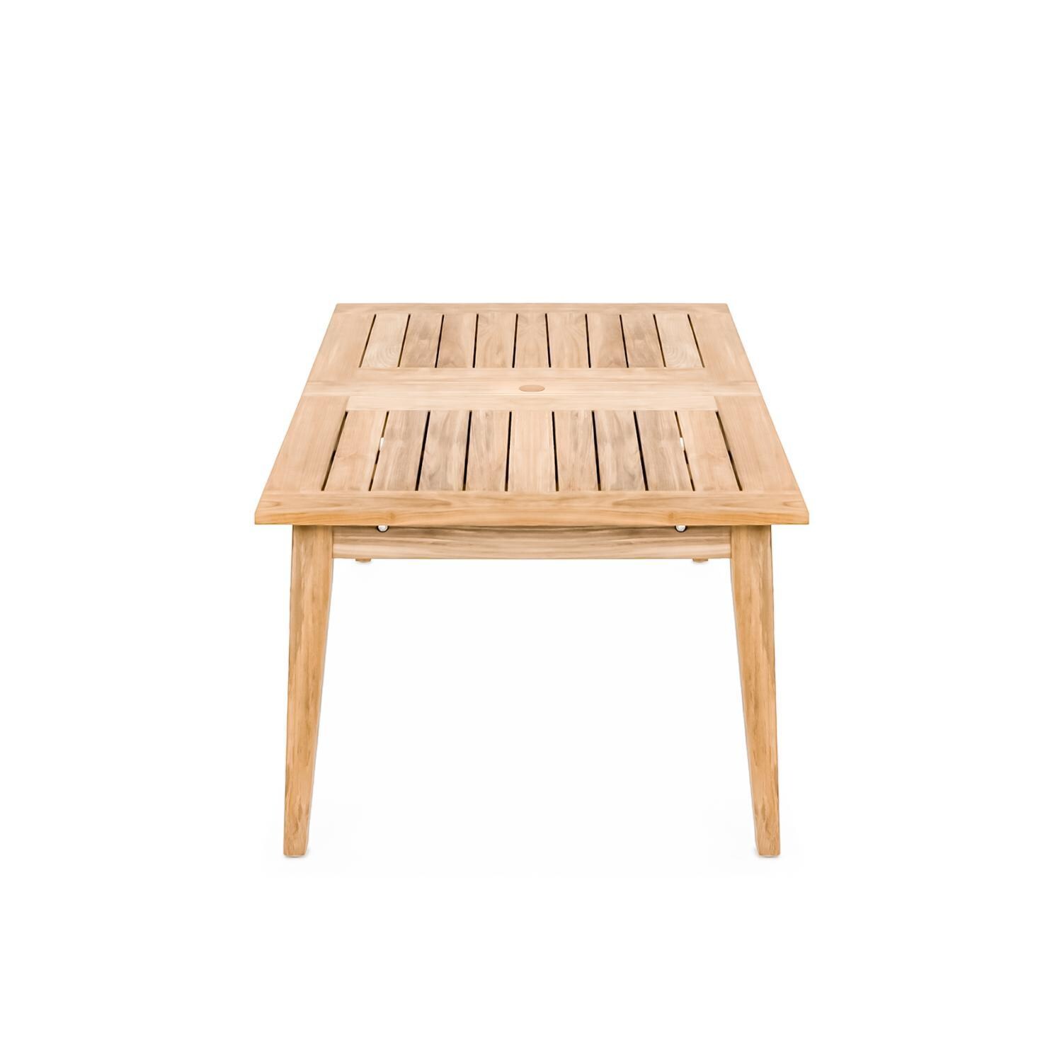 Teak + Table Friday Double Leaf Table 64 / 80 / 96 - Tabletop View Fully Retracted - White Background thumbnail