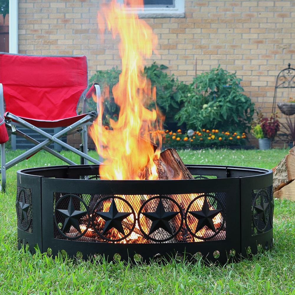 Ultimate Patio 36-Inch Heavy Duty Steel Four Star Cutout Campfire Ring thumbnail