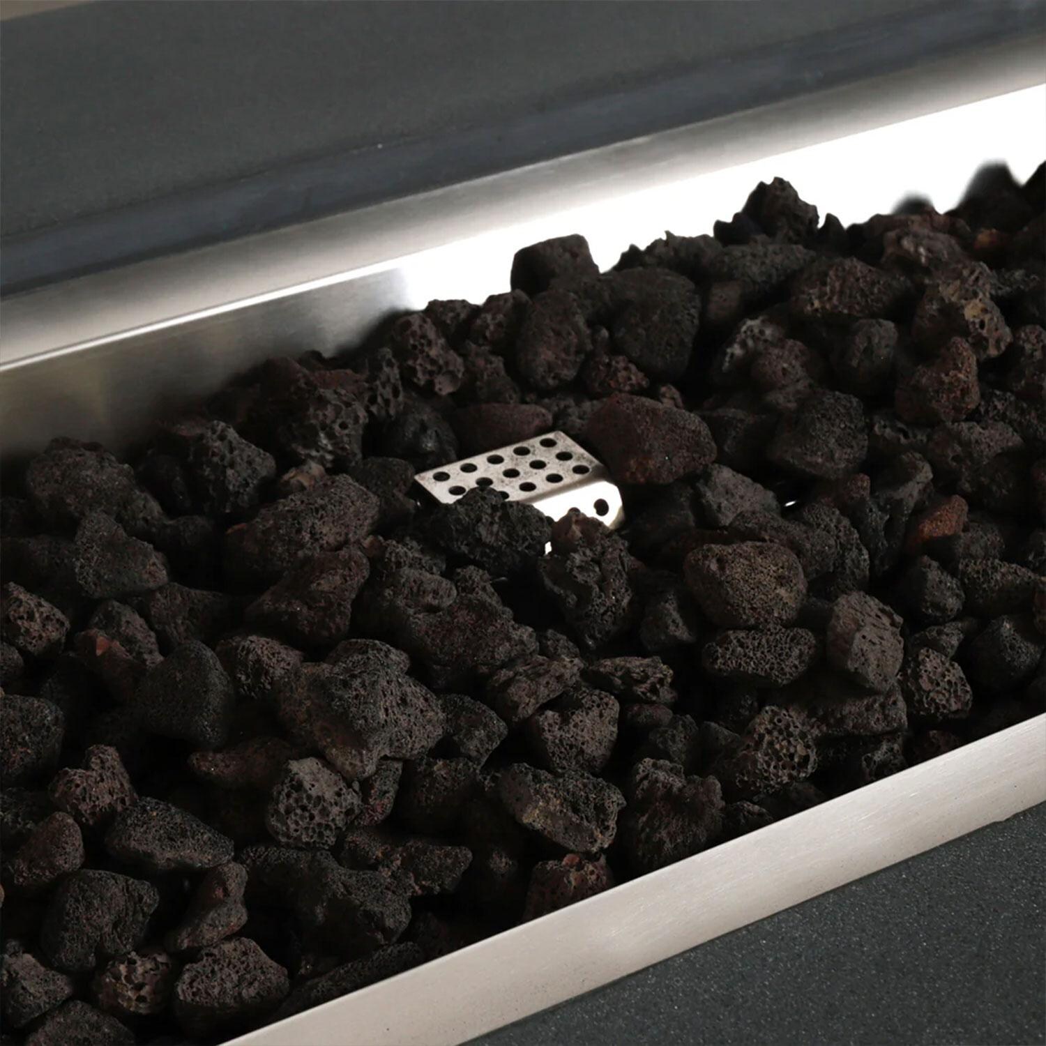 Glenwood 72-in Rectangular Concrete Natural Gas Fire Pit in Graphite by Lakeview Outdoor Designs - Lava Rock - Detail thumbnail