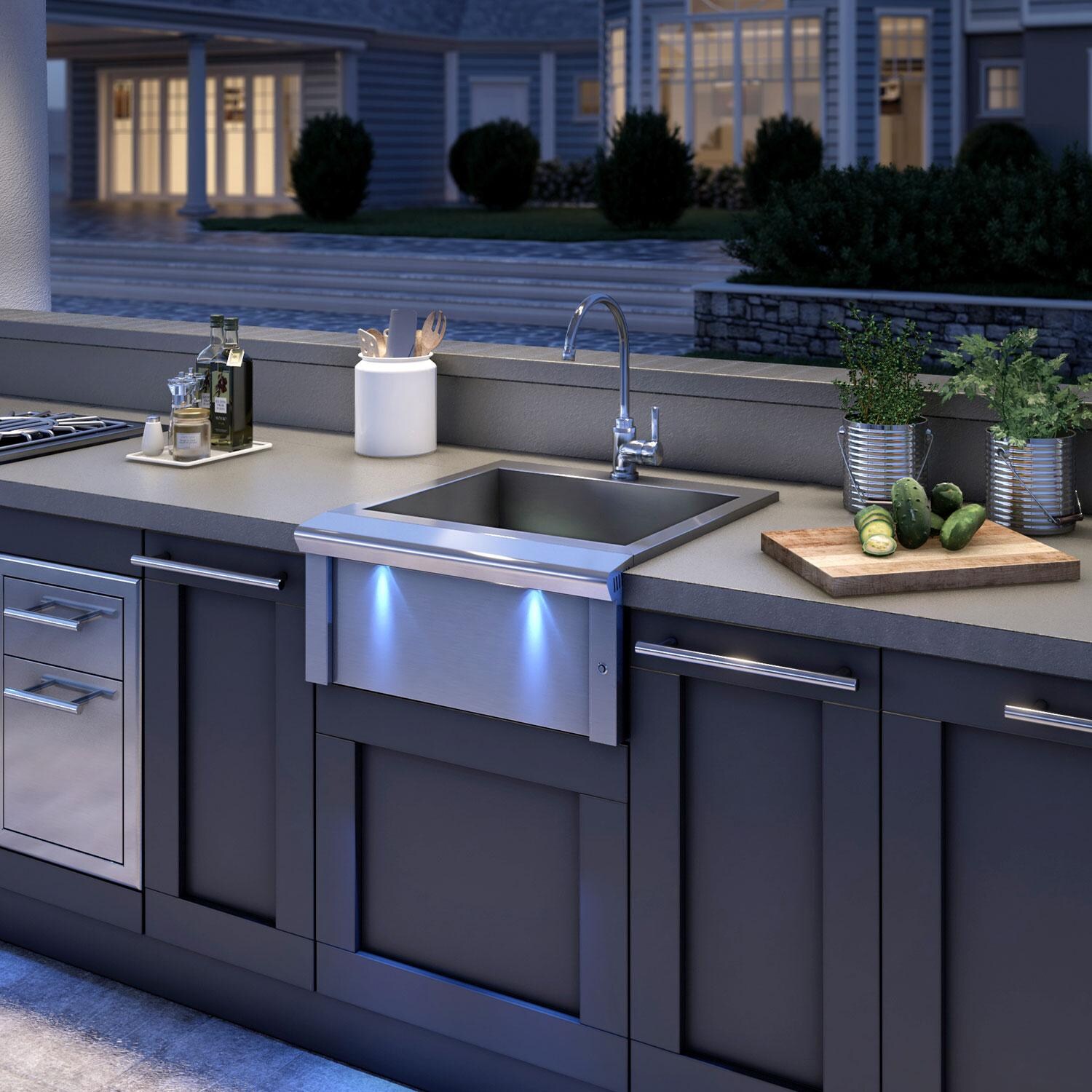 XO Appliance XOG24SINK Pro-Grade 24-Inch Outdoor Stainless Steel Apron Sink & Faucet  - Lifestyle thumbnail