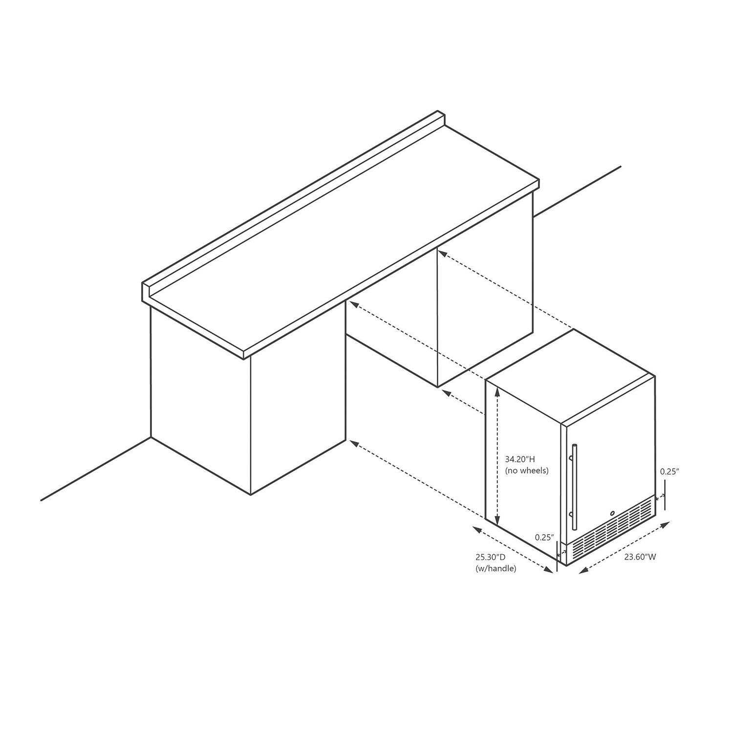 Newair NOF160SS00 24-Inch Built-in 160 Can Outdoor Beverage Fridge - Dimensions thumbnail