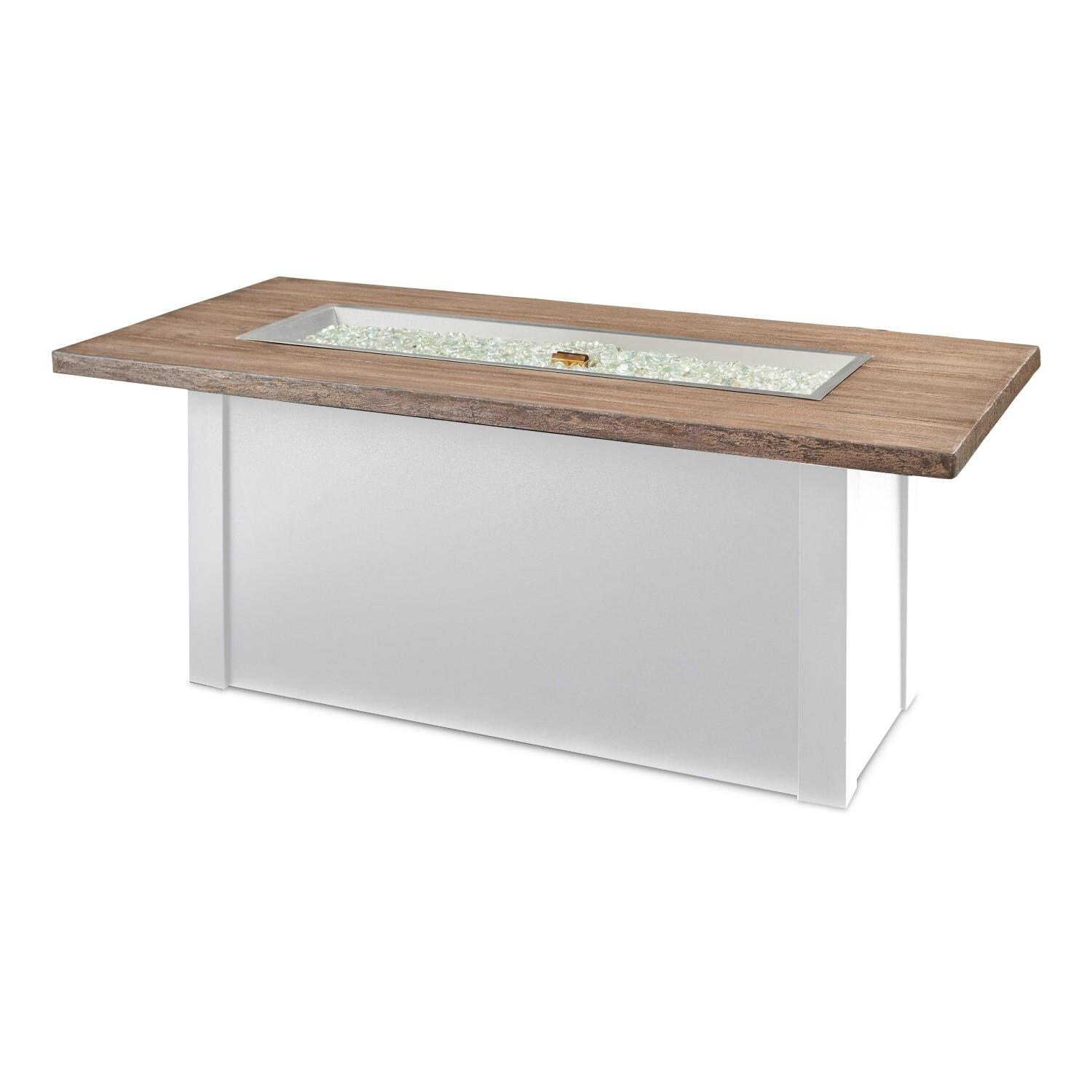 Havenwood 62 Inch Fire Pit Table W/ Driftwood Top & White Base - White Background thumbnail