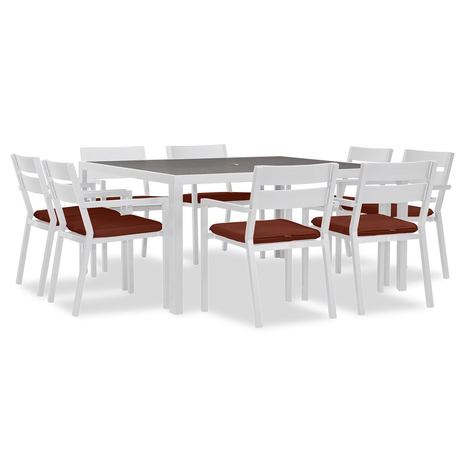 Calm Bay 9 Pc Square Dining Set in White/Canvas Henna by Lakeview - White Background 3 thumbnail