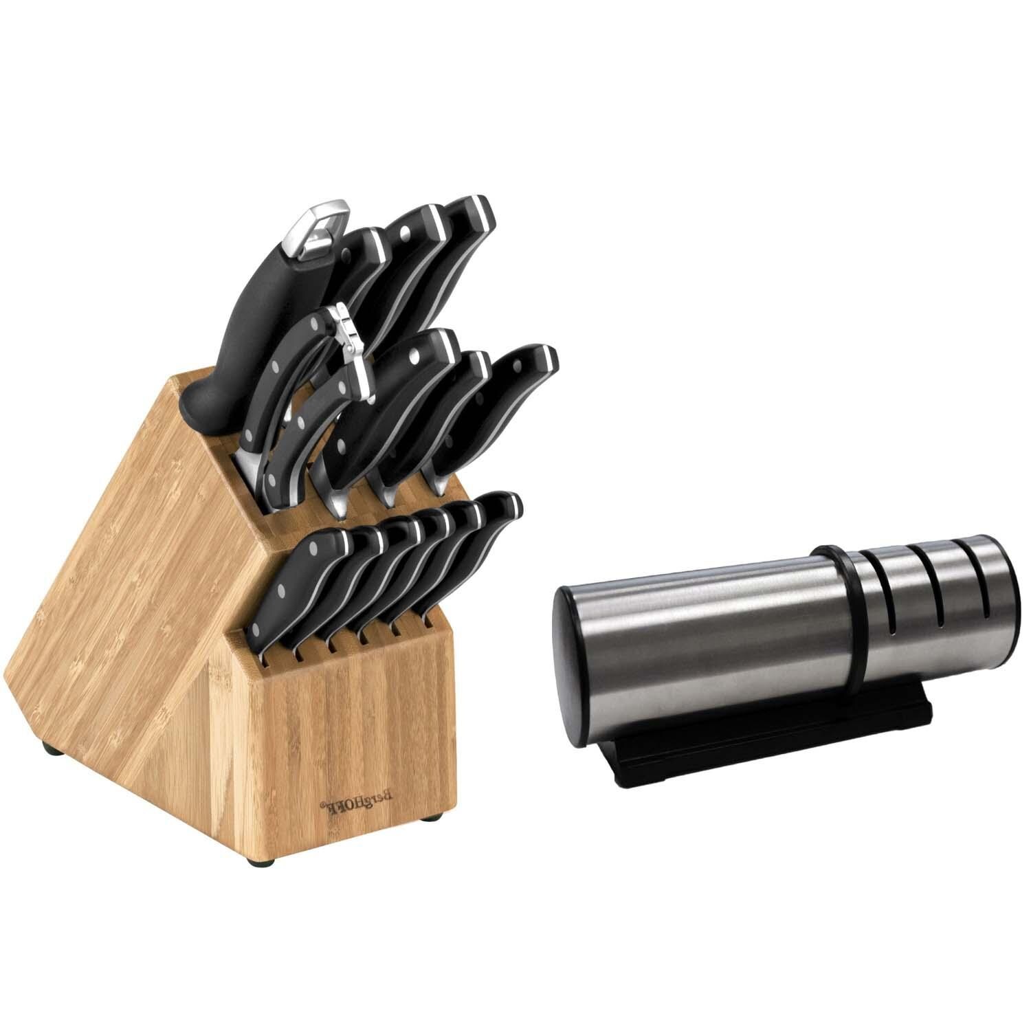 BergHOFF Essentials 15 Pc Cutlery Set and Block Set w/ Sharpener