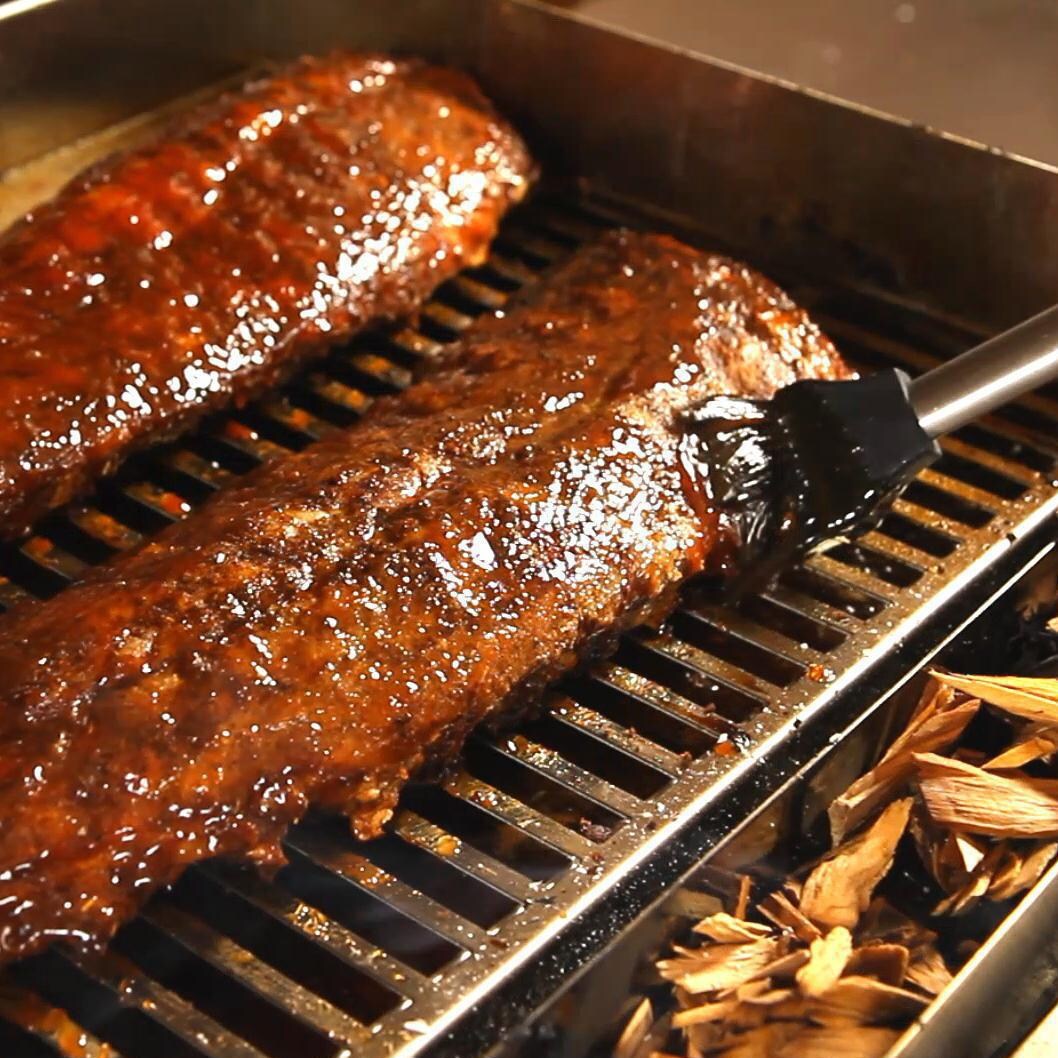 TEC Patio FR 44-Inch Infrared Grill - Smoking Ribs (Shown With Optional Smoker/Roaster Rack) thumbnail