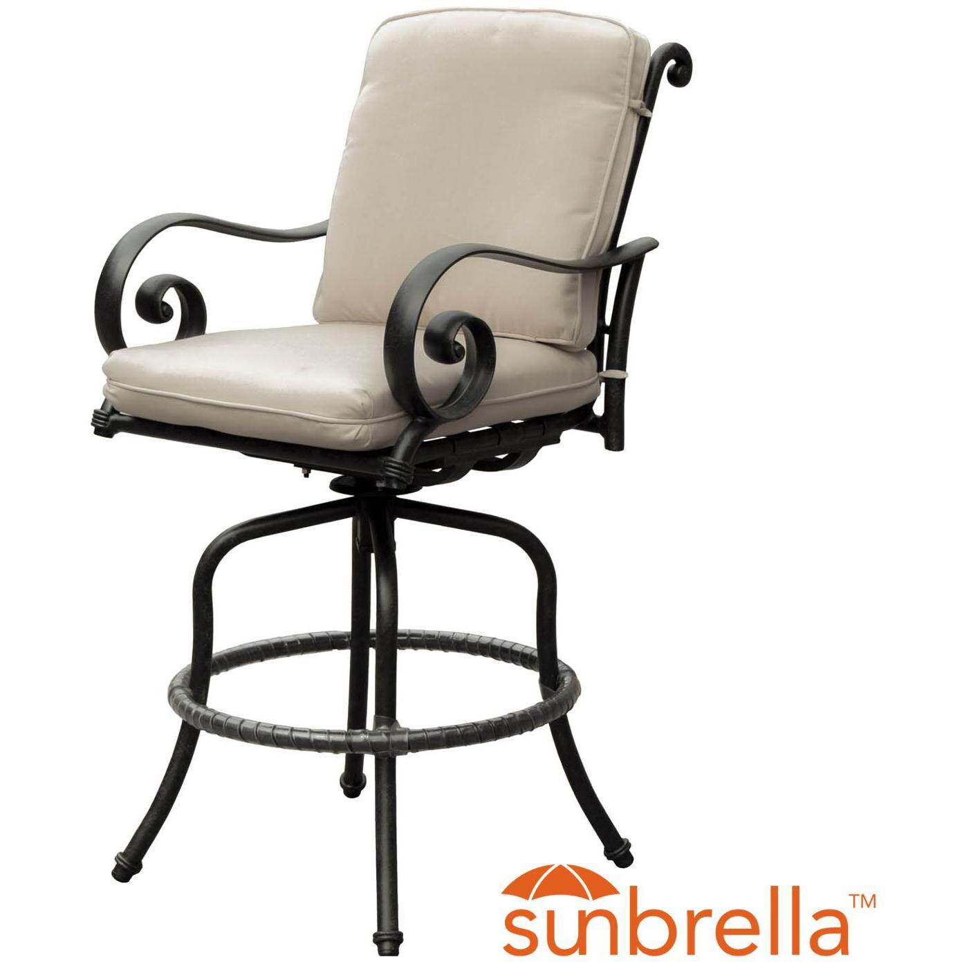 Elysian Aluminum Patio Bar Stool W/ Sunbrella Canvas Antique Beige Cushion By Lakeview Outdoor Designs thumbnail