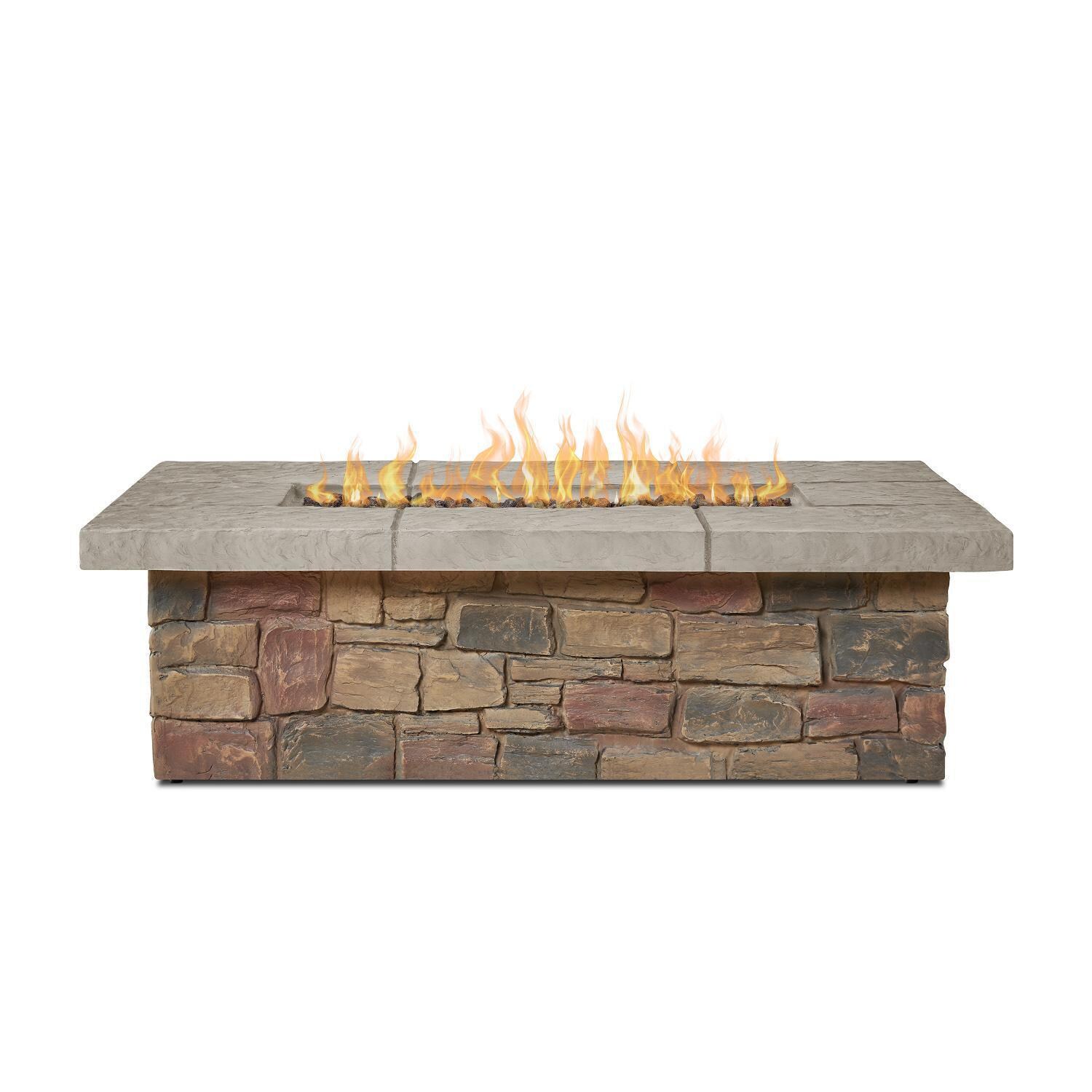 Lakeview Outdoor Designs Baywood SC-C11812LP-BF Rectangular Fire Table with Faux Stone Finish - Side View thumbnail