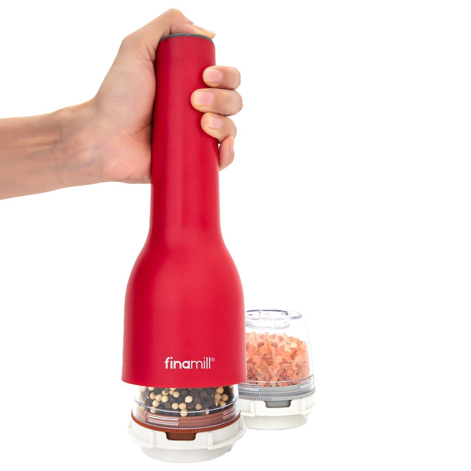 FinaMill GP813437-111SAN Classic Rechargeable Spice Grinder in Sangria w/ 1 Everyday Pod & 1 Peppercorn Pod - White Background thumbnail