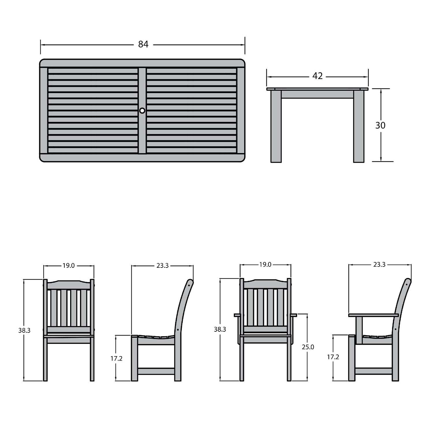 Hart Lane 7 Pc Recycled Plastic Dining Set In Coastal Teak by Lakeview - Dimensional thumbnail