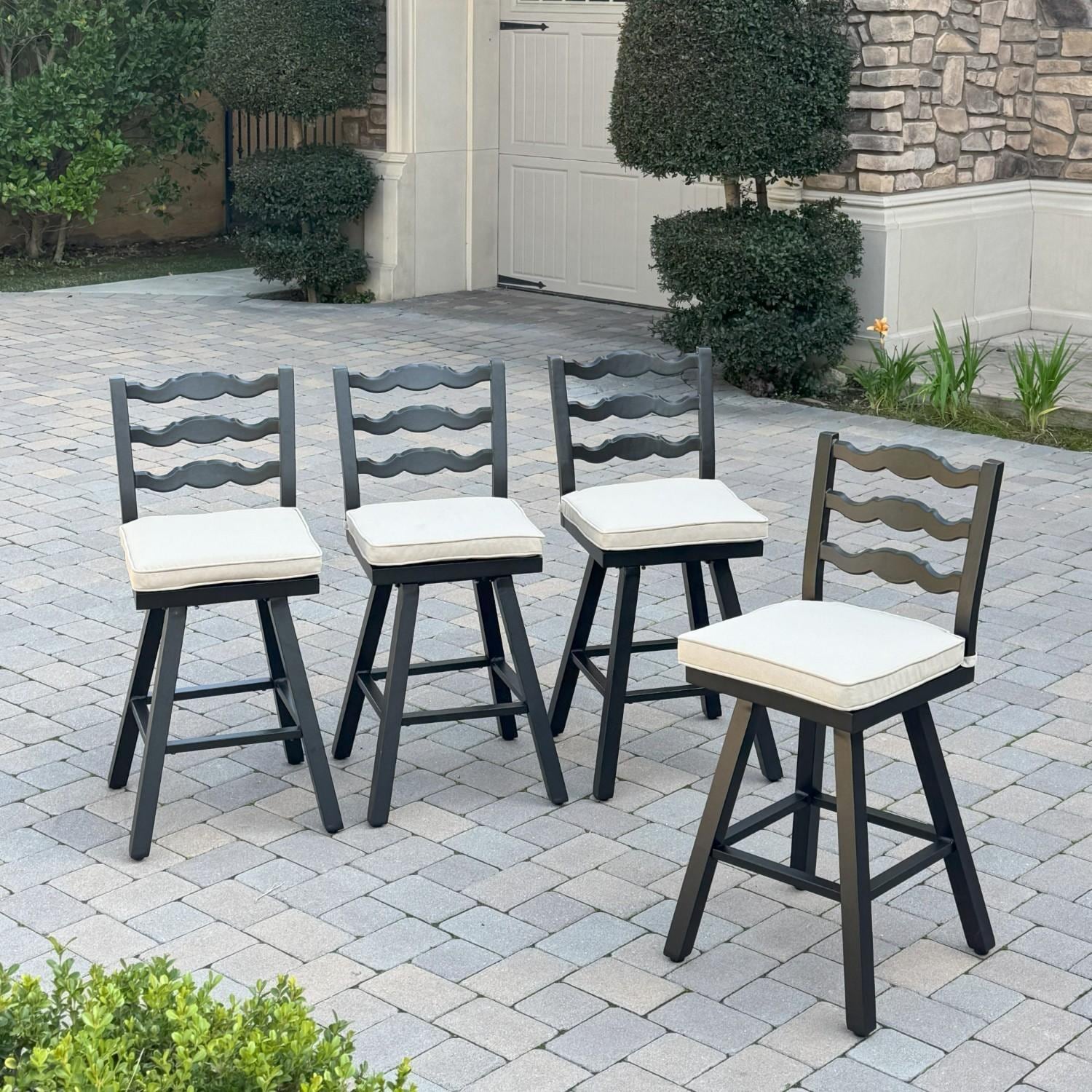 Darlee Aspen 4 Pc Aluminum Swivel Counter Height Bar Stool Set in Beige/Dark Brown by - B/2310-7CH-4-Beige