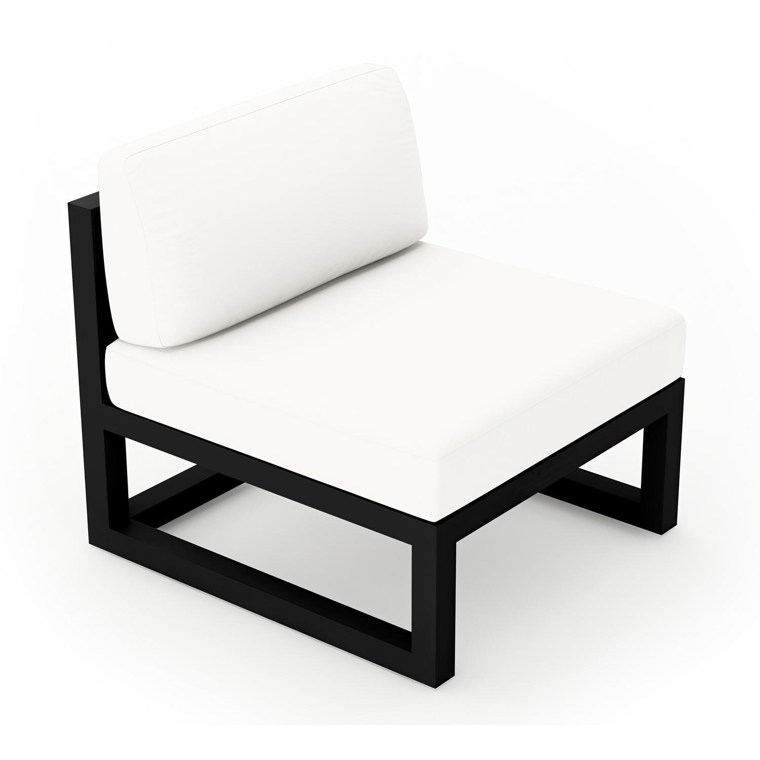Lakeview MSTYCV-BK-MS-CN Misty Cove Aluminum Middle Club Chair in Black w/Canvas Natural Cushions by Lakeview Outdoor Designs - Angled Front - White Background thumbnail