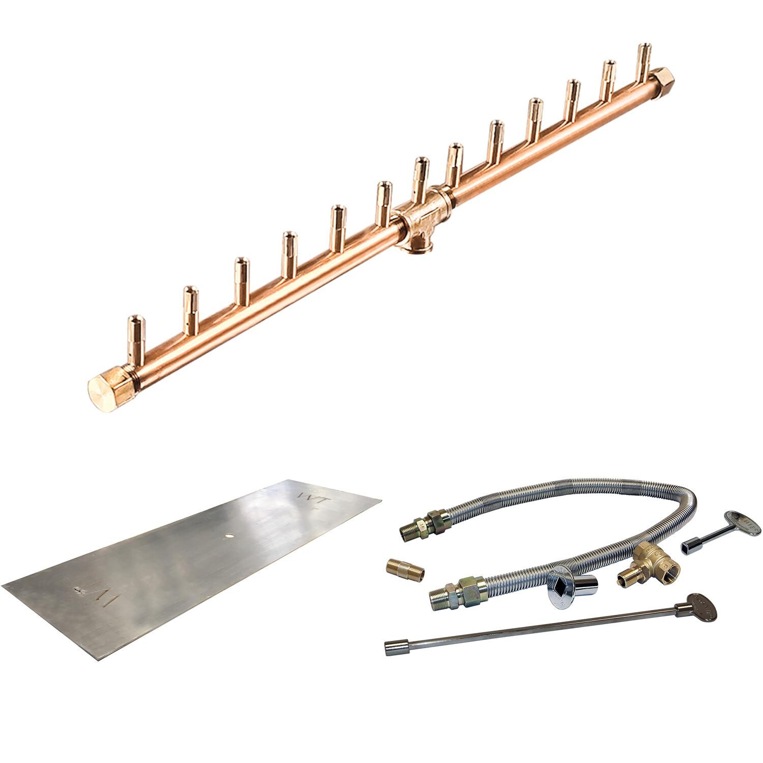 Warming Trends CFBL130NGALPL328FK1 32 X 8-Inch Linear Natural Gas Fire Pit Burner Kit W/ 26-Inch Linear Crossfire Brass Burner - Match Light Ignition thumbnail