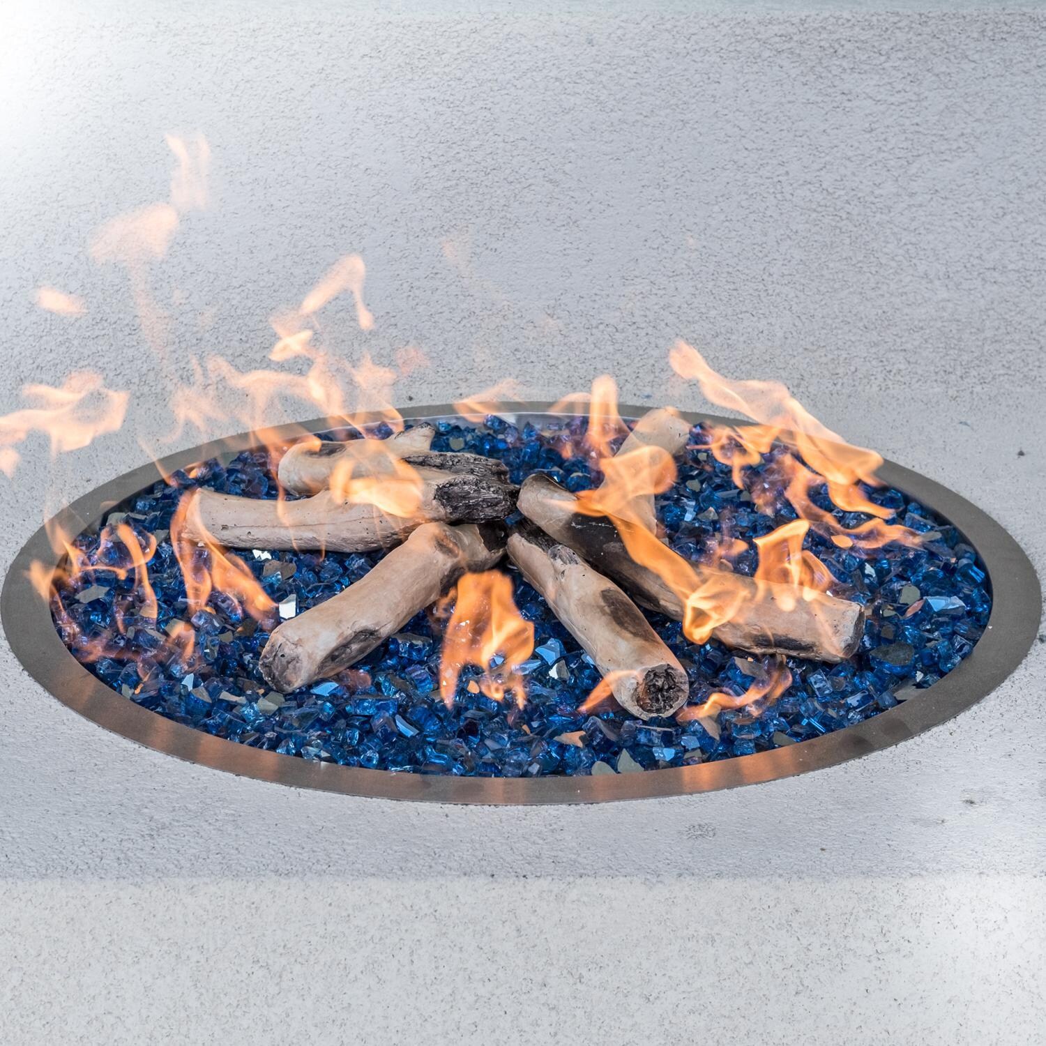 BBQGuys Signature Series - ALP-RFG-12-BJ - 1/2-Inch Blue-Jay Reflective Fire Glass - With Mixed Media Lit 2 thumbnail