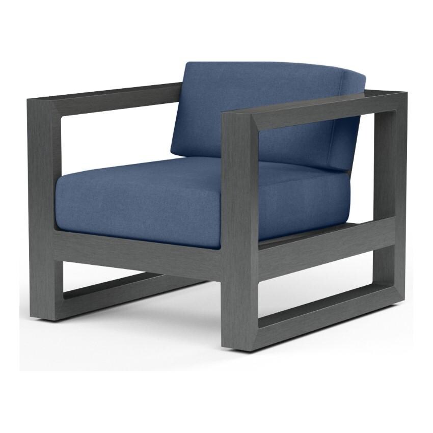Redondo Aluminum Club Chair w/ No Welt in Slate/Spectrum Indigo by Sunset West - White Background thumbnail