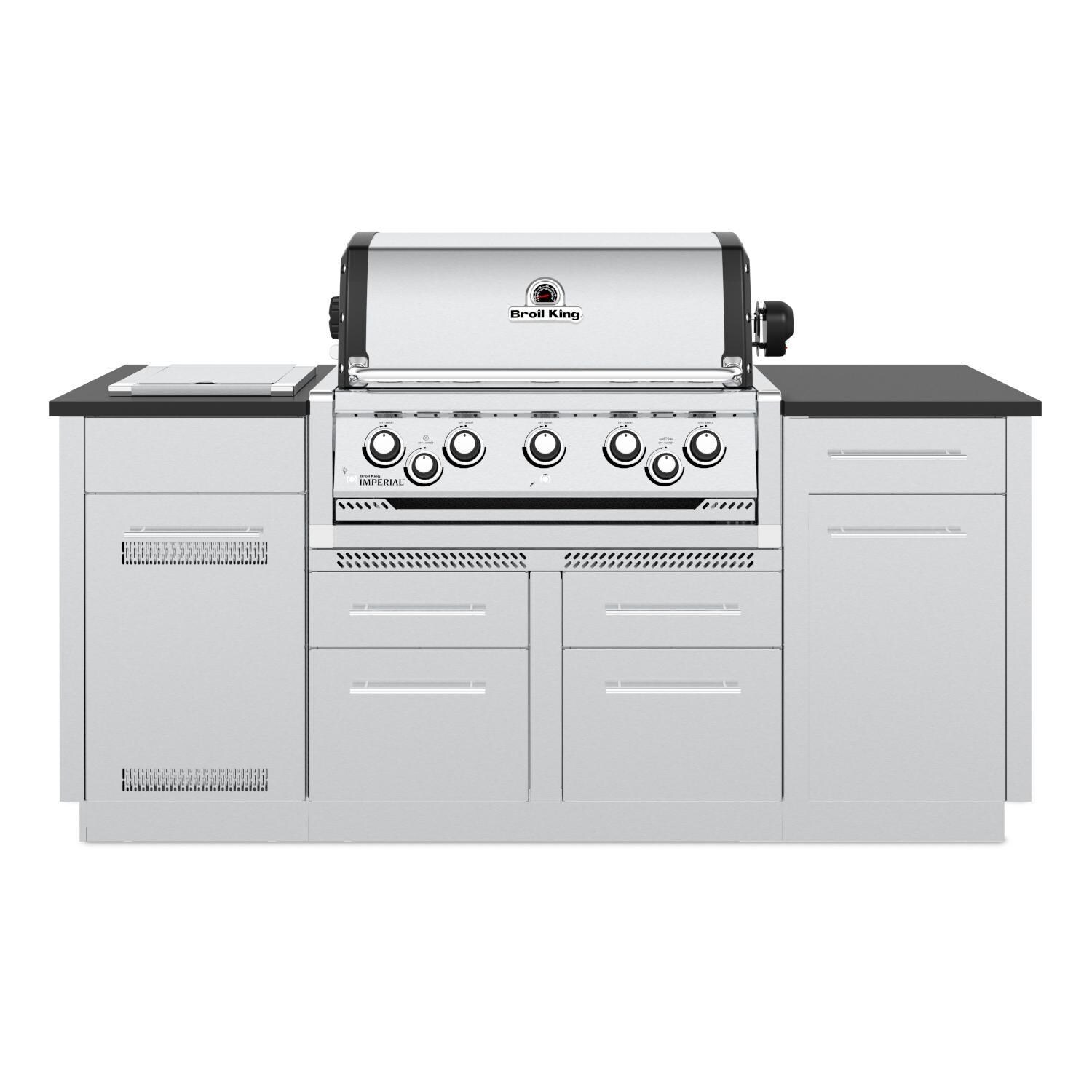 Broil King 896844 Imperial S 590i 5-Burner Propane Gas Grill Center With  Rotisserie & Side Burner - Stainless Steel - White Background thumbnail