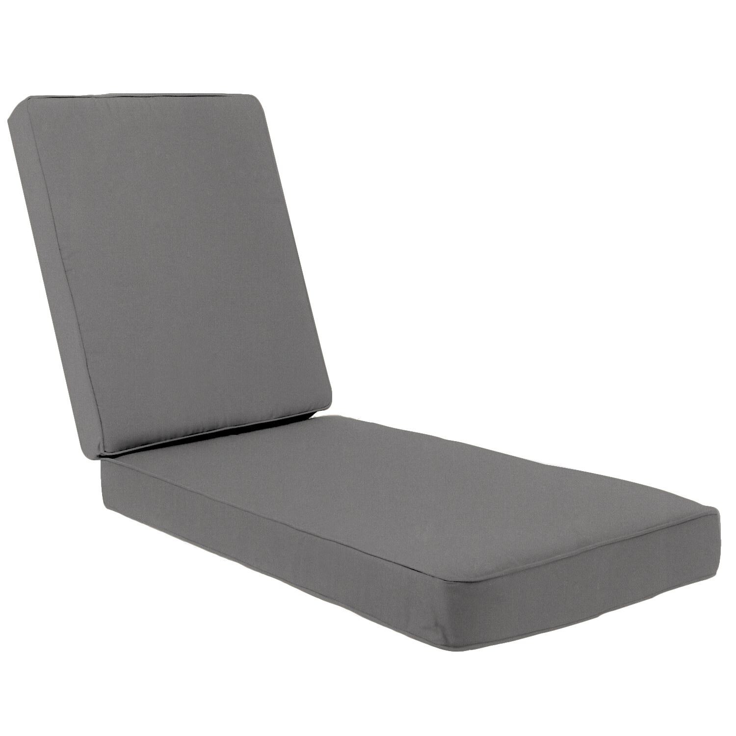 Sunbrella Canvas Charcoal Long Outdoor Replacement Chaise Lounge Cushion W/ Piping By UltimatePatio.com thumbnail