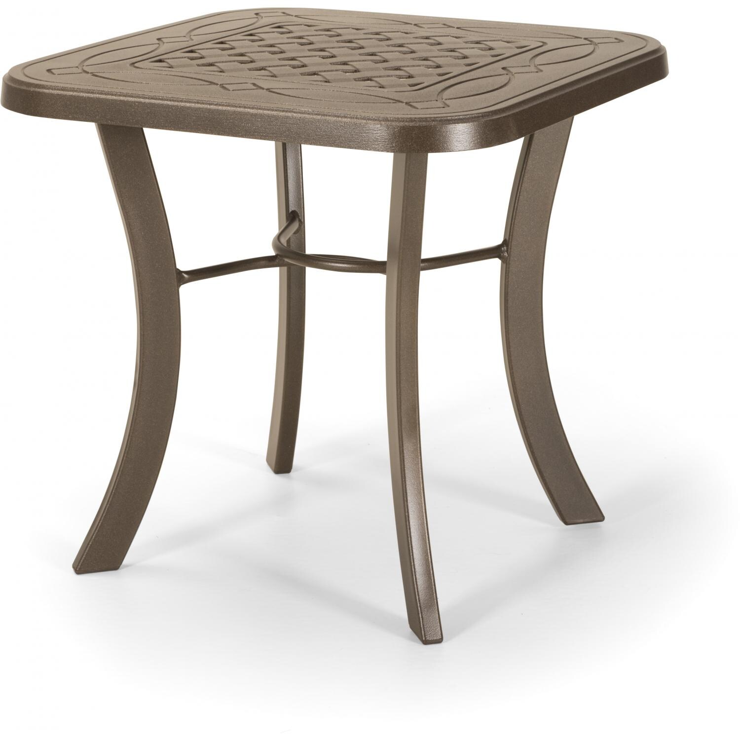 Telescope Casual 22 Inch Square Aluminum End Table With Lattice Table Top - Textured Beachwood