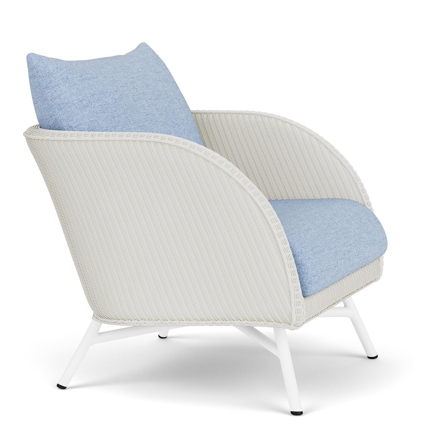 Lloyd Flanders Essence Lounge Chair W/Demo Skyway Fabric - Matte White Finish - Angled thumbnail