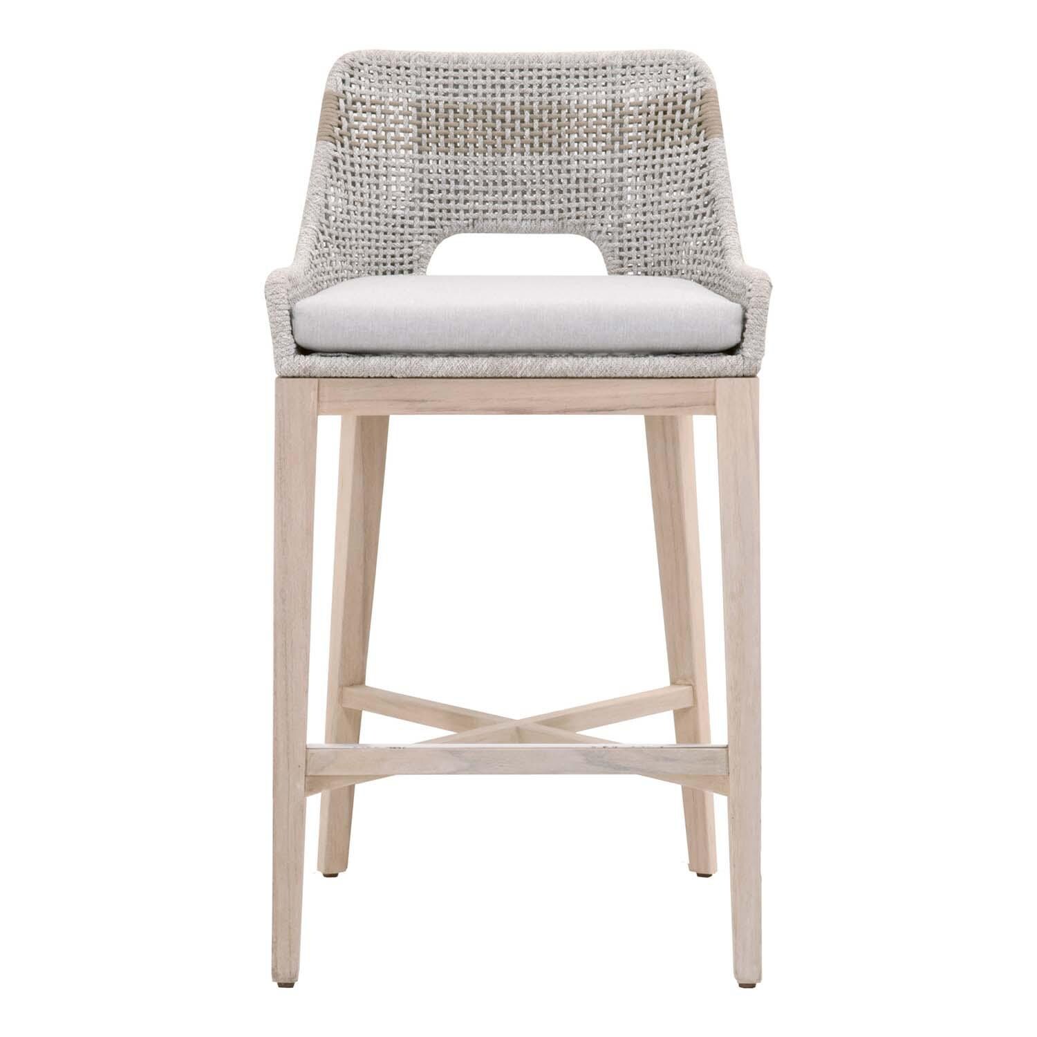 Cocoa Way Woven Rope Barstool in Taupe & White By Lakeview thumbnail