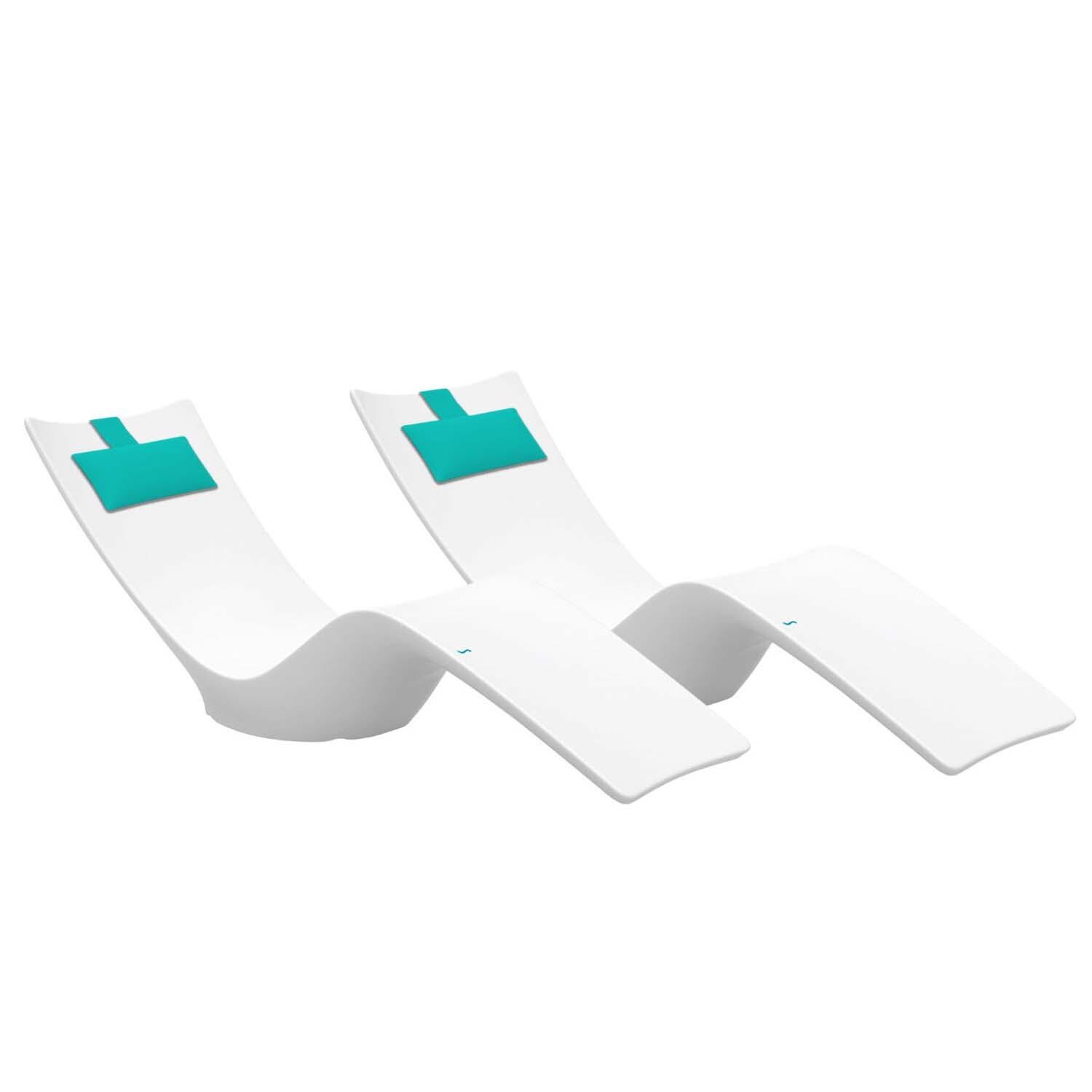 Ledge Lounger Autograph Chaise Lounge (Set of 2) - White W/Aruba Pillows - White Background thumbnail