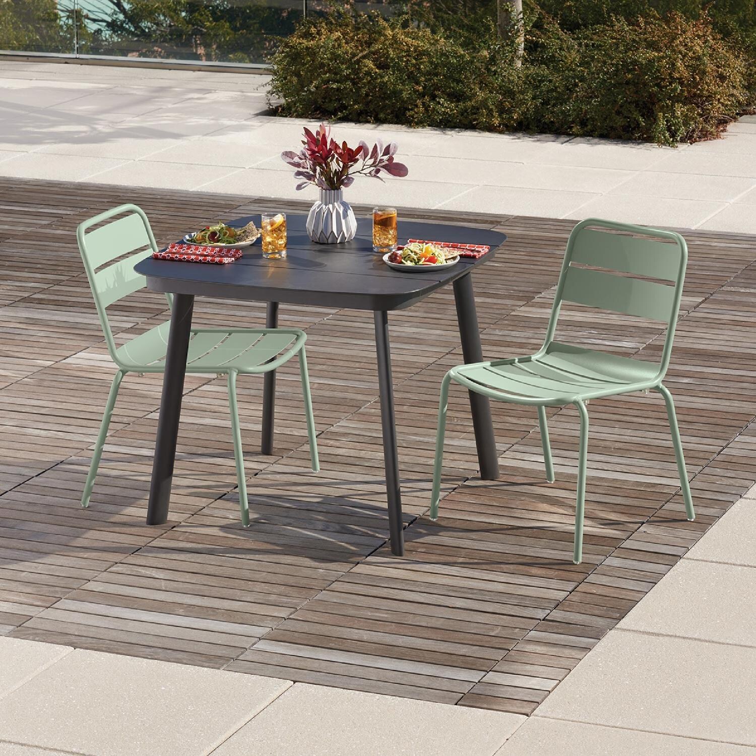 Oxford Garden Kapri 2 Pc Aluminum Dining Side Chair in Sage - Outdoor Dining thumbnail