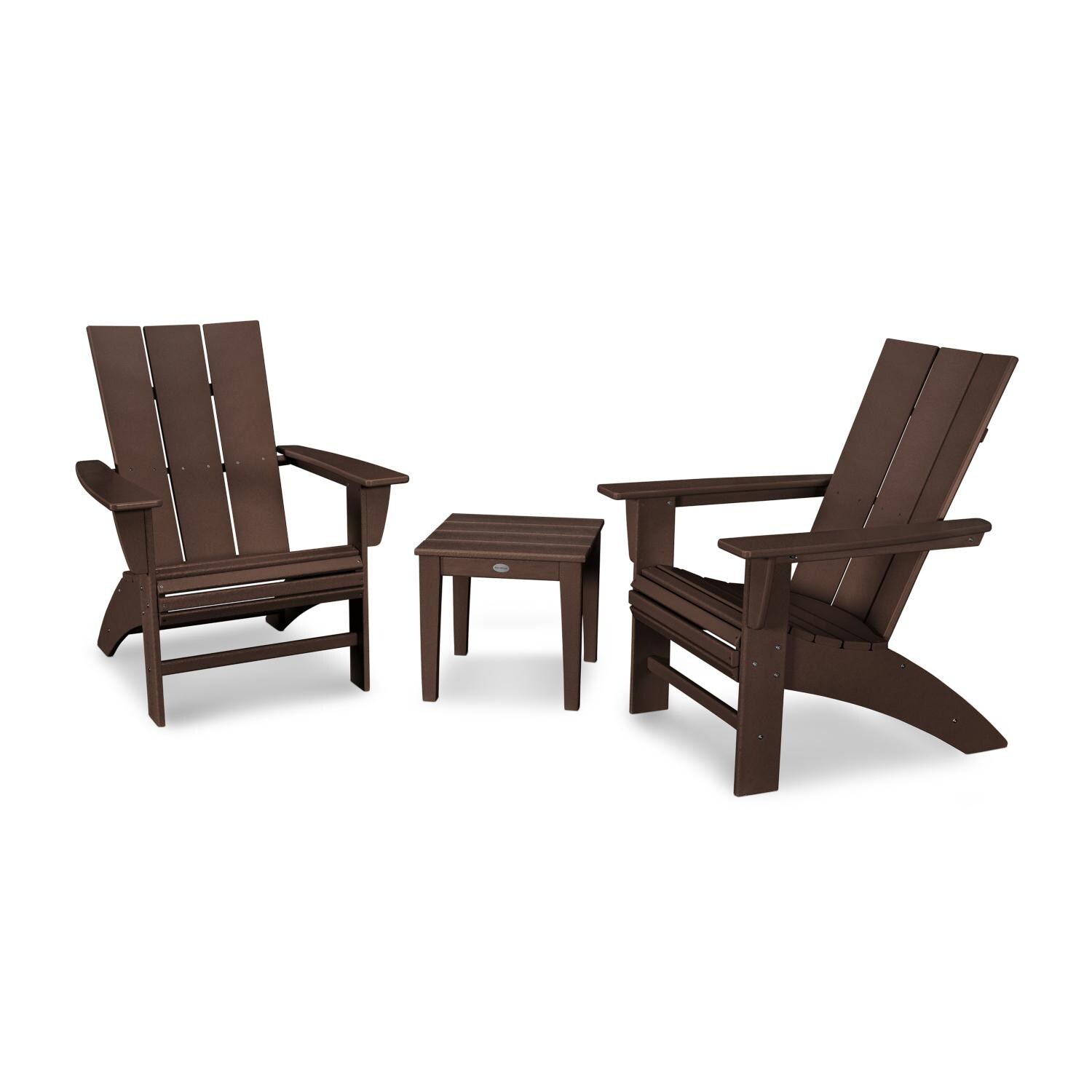 POLYWOOD Modern Mahogany 3-Piece Curveback Adirondack Set thumbnail
