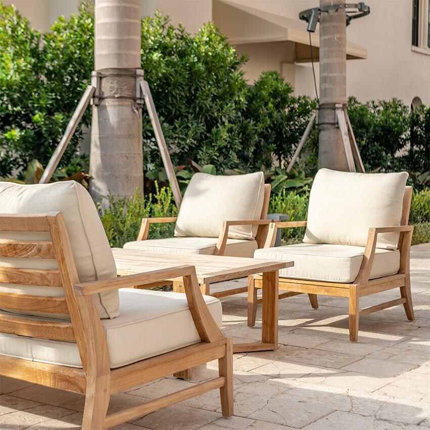 Teak + Table Charleston Club Chair in Sand - Patio - Lifestyle thumbnail