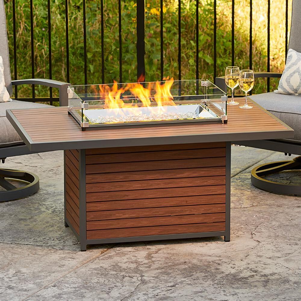 Lakeview Outdoor Designs Revere 50-Inch Rectangular Propane Gas Fire Pit Table With 24-Inch Crystal Fire Burner (Wind Guard Shown Not Included) - Lifestyle thumbnail