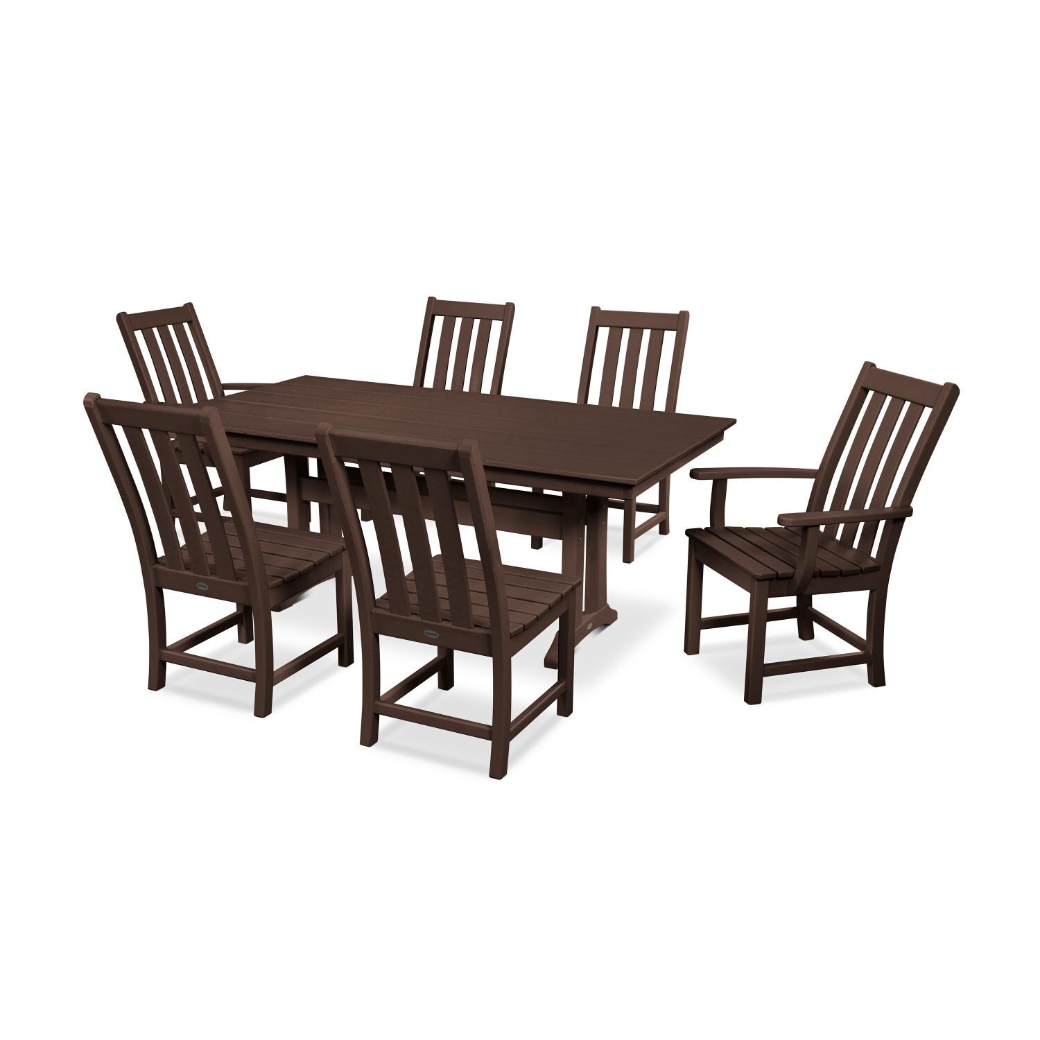 POLYWOOD PWS340-1-MA Vineyard 7-Piece Farmhouse Trestle Dining Set thumbnail