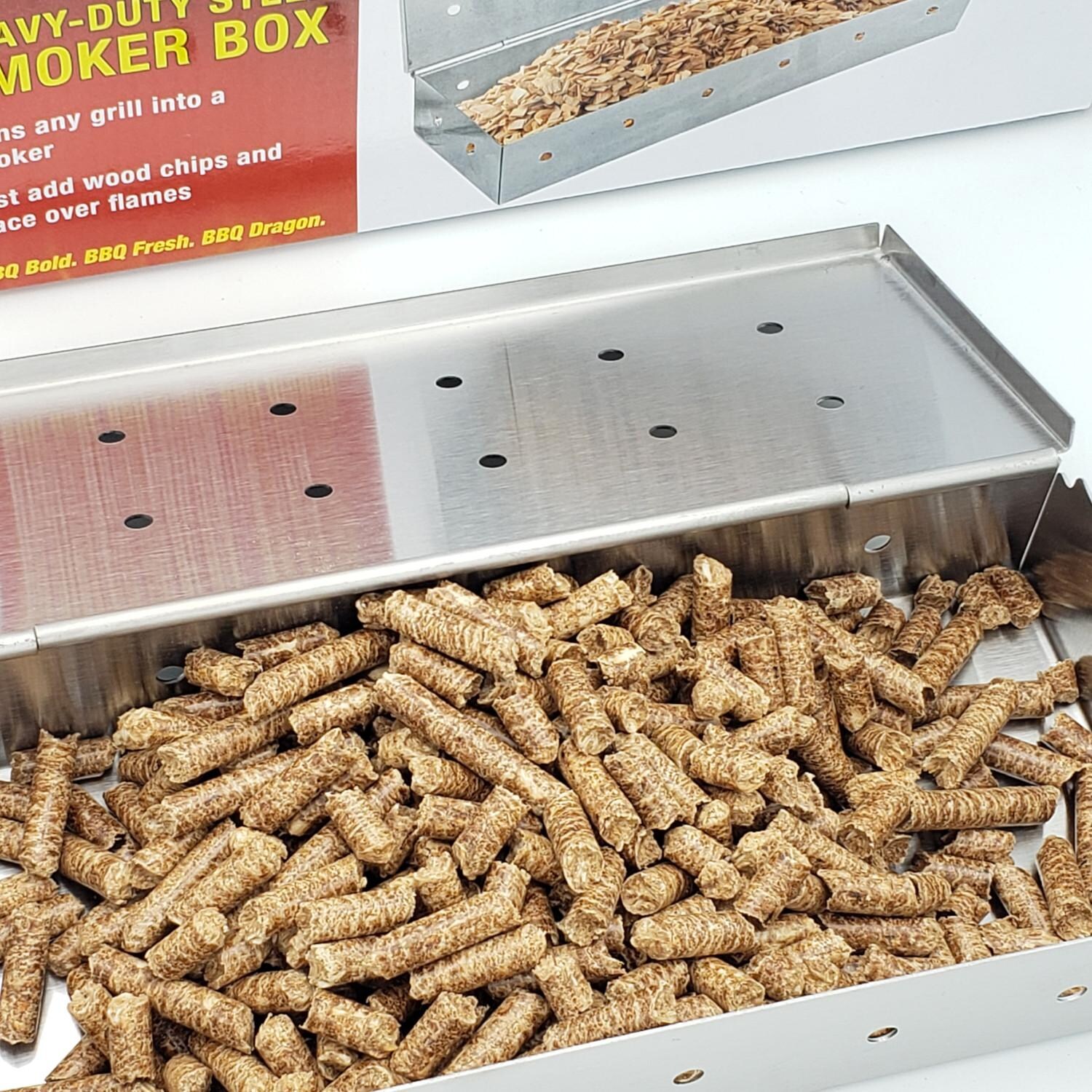 BBQ Dragon BBQD380 Heavy-Duty Smoker Box - Lid Open thumbnail