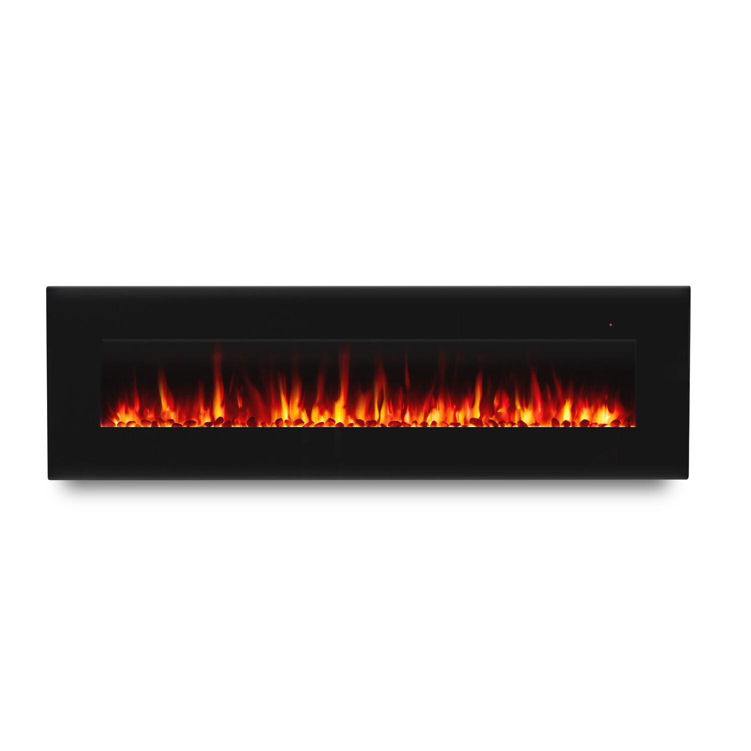 Real Flame 1360E-BK Corretto 72-Inch Wall Mount Electric Fireplace - Black - White Rock - Red Flame thumbnail