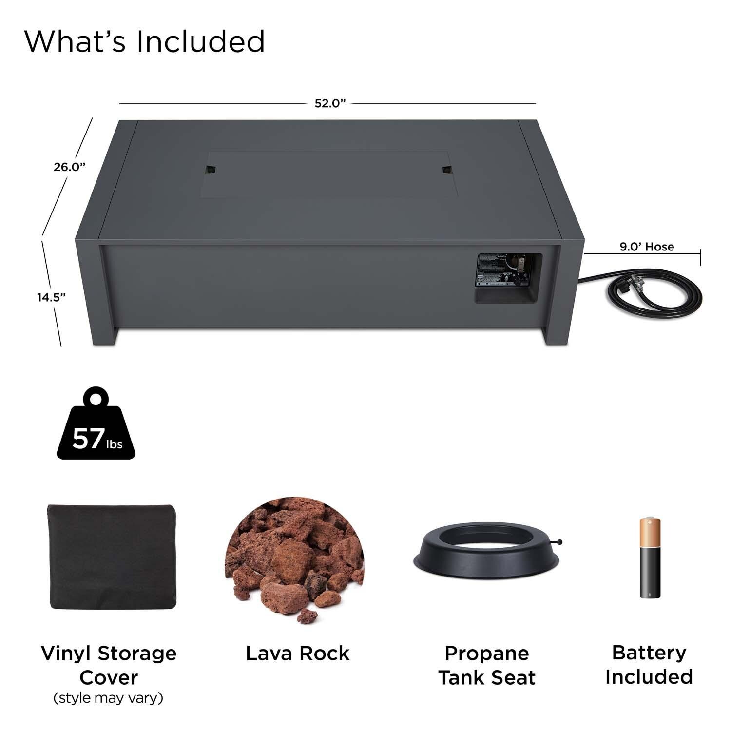 Lafitte 52 Inch Rectangular Cast Aluminum Propane Fire Pit Table in Gray by Lakeview Outdoor Designs - Included thumbnail