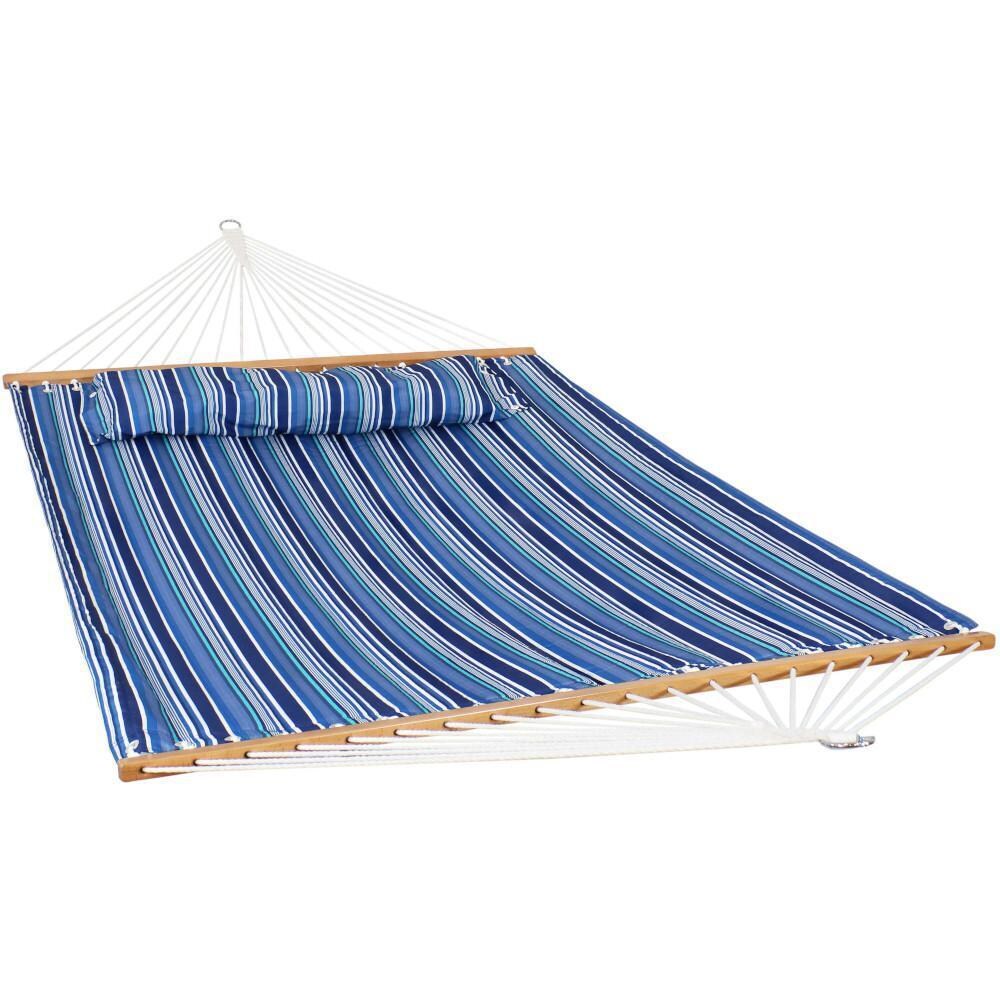 Ultimate Patio Quilted Double Hammock & Pillow - Breakwater Stripe