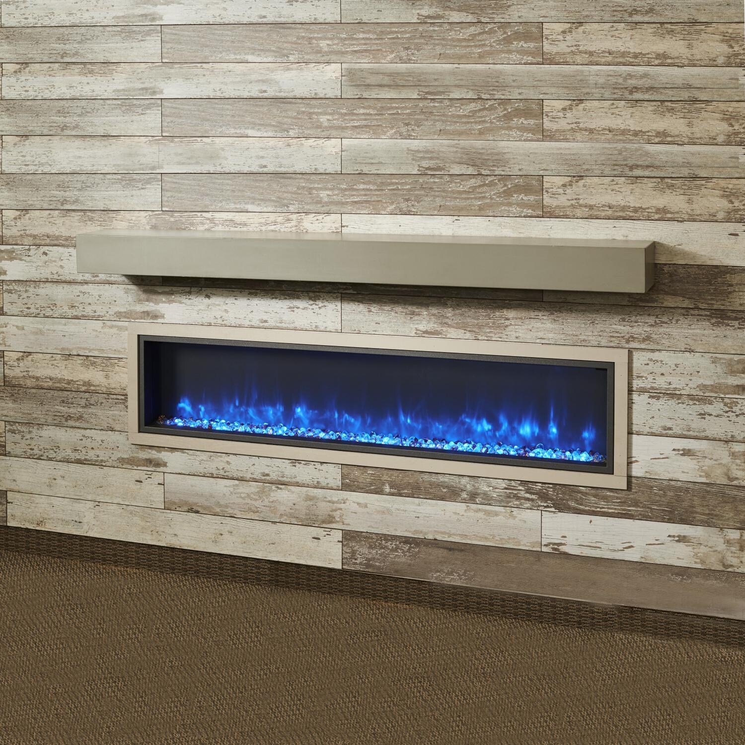 The Outdoor GreatRoom Company 72-Inch Gallery Non-Combustible Linear Cove Grey Supercast Modern Mantel - GCVMT-72