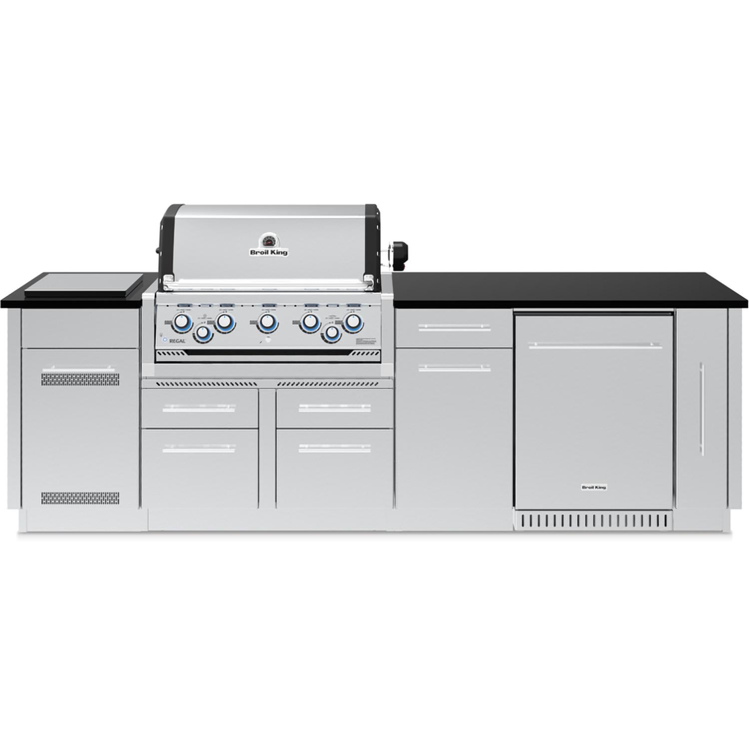 Broil King Imperial S 590iF 9 Ft Outdoor Kitchen Island w/ Natural Gas 5 Burner Grill