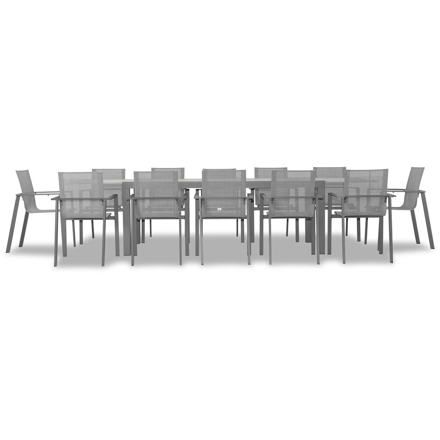 Spring Bay 13 Pc Aluminum Dining Set - Extendable in Slate/Concrete by Lakeview Outdoor Designs