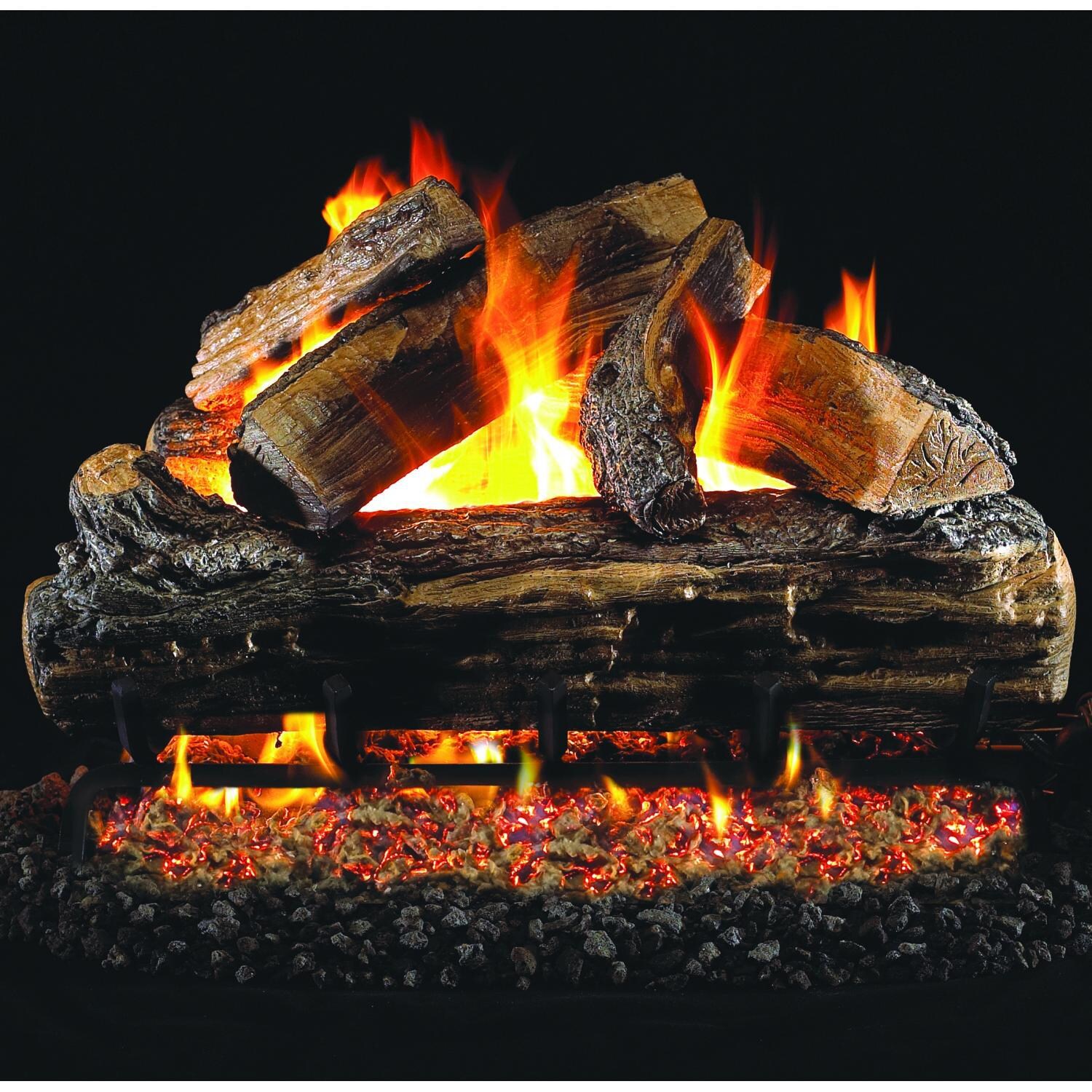 Peterson Real Fyre 24-Inch Split Oak Outdoor Gas Log Set With Vented Natural Gas Stainless G45 Burner - Match Light