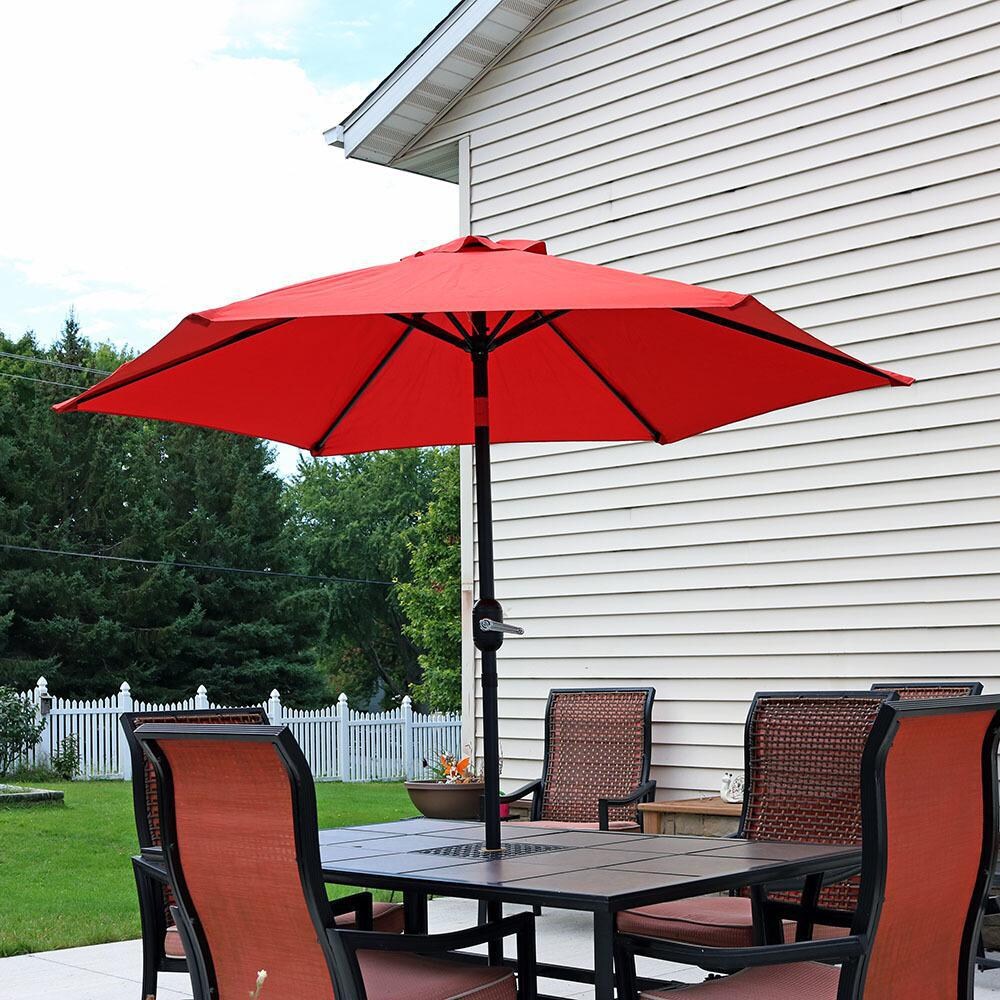 Ultimate Patio 7.5 Ft. Octagonal Aluminum Patio Umbrella W/ Crank & Tilt - Burnt Orange - Lifestyle View thumbnail