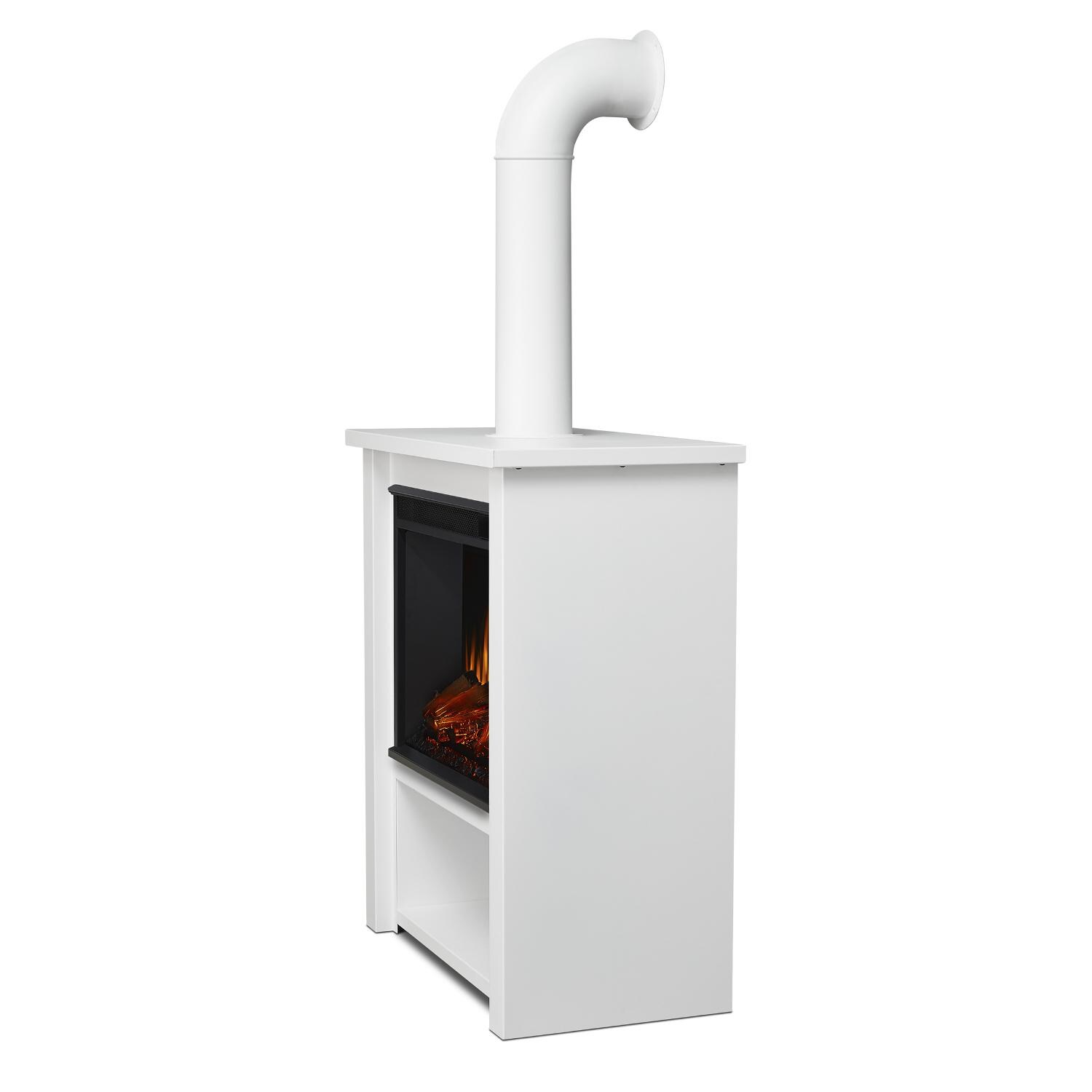 Real Flame 5005E-W Hollis 32-Inch Electric Fireplace W/ Flue - White - Side View thumbnail